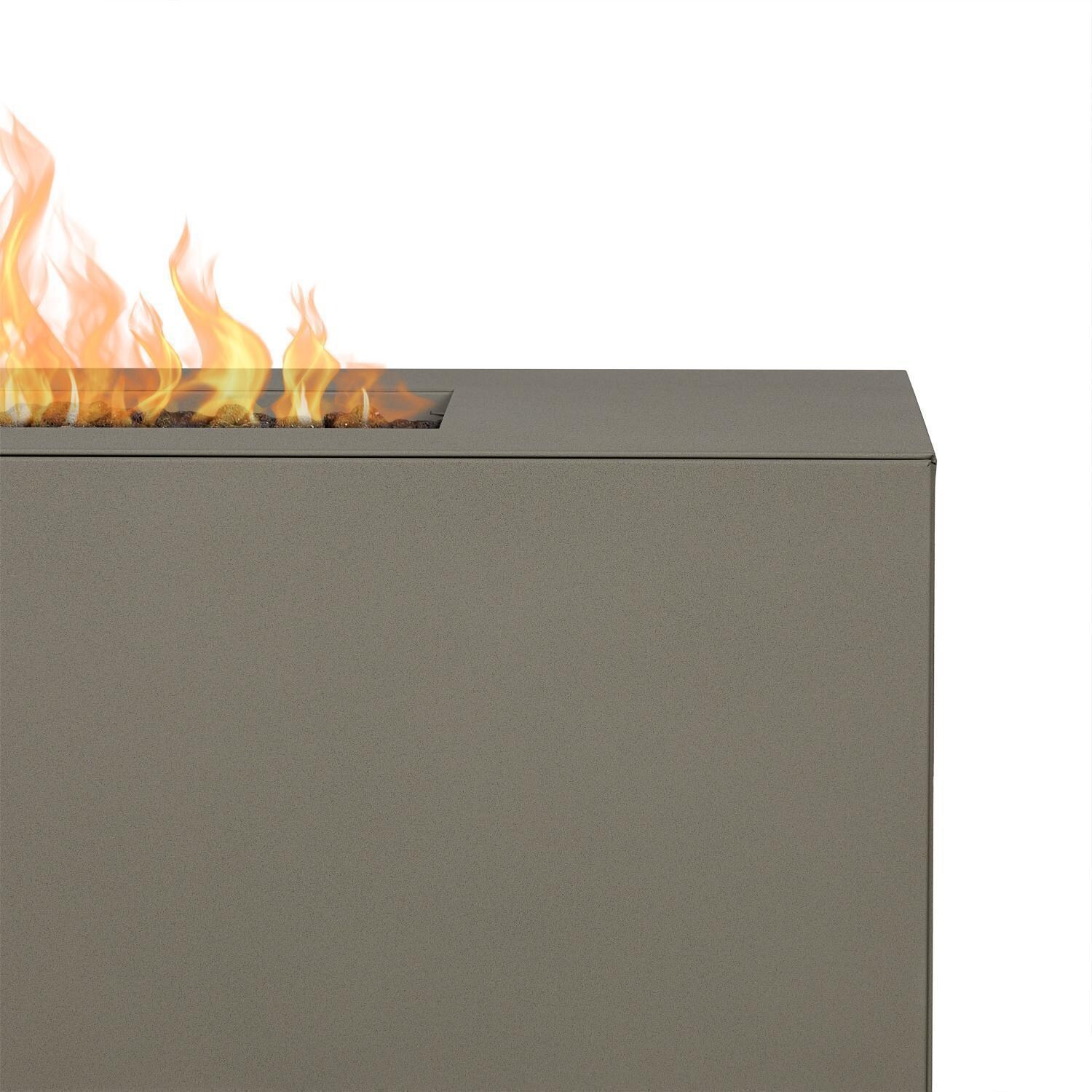 Covewood 58 Inch Rectangular Aluminum Natural Gas Fire Pit in Cloud Gray by BBQGuys Signature (Ships Propane w/ Conversion Kit) - Close Up - Detail thumbnail