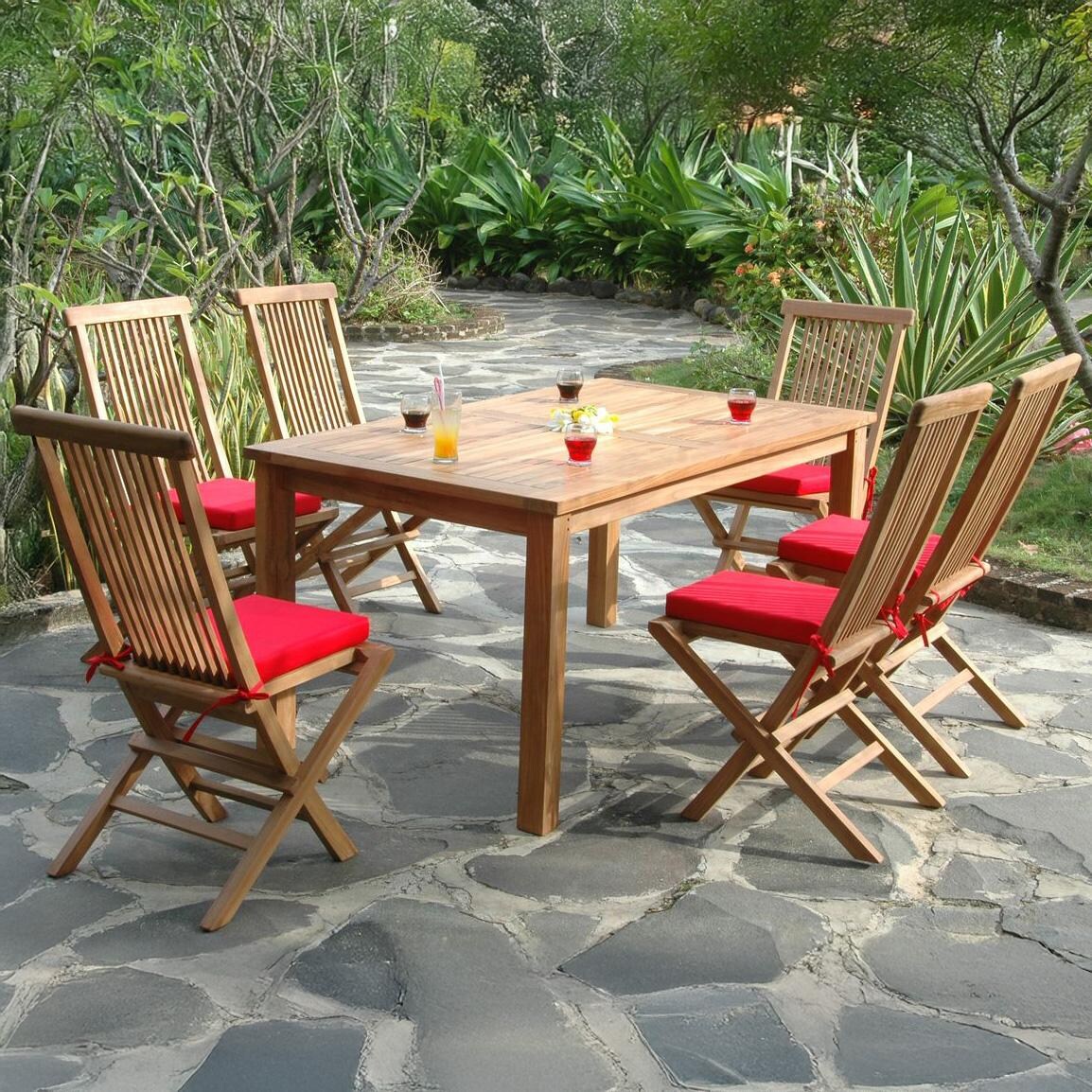 Tensas Cove 7 Pc Teak Dining Set in Jockey Red by Lakeview Outdoor Designs - Lifestyle thumbnail