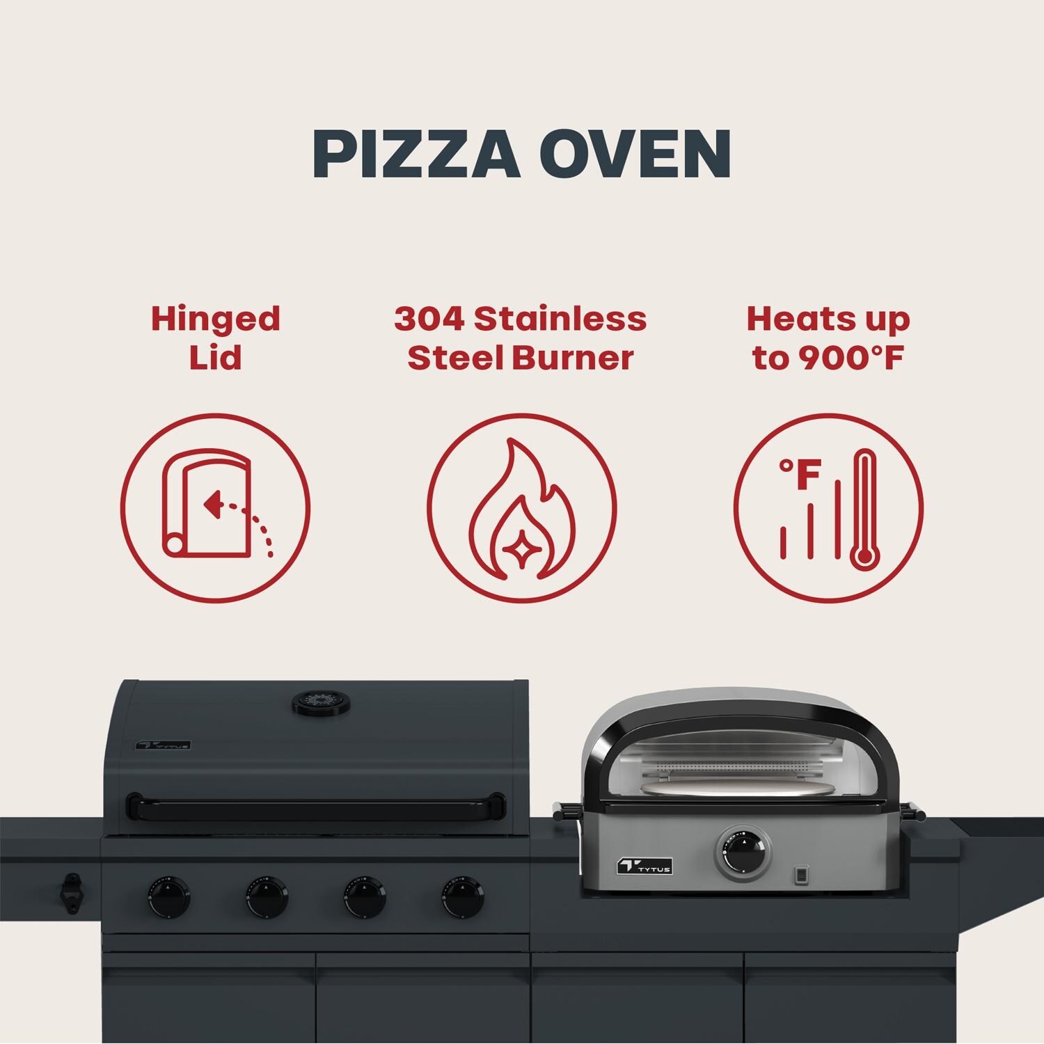 TYTUS TDT-BUN-053 Modular Duo w/ 4-Burner Gas Grill & Gas Pizza Oven - Pizza Oven Features 2 - Detail thumbnail