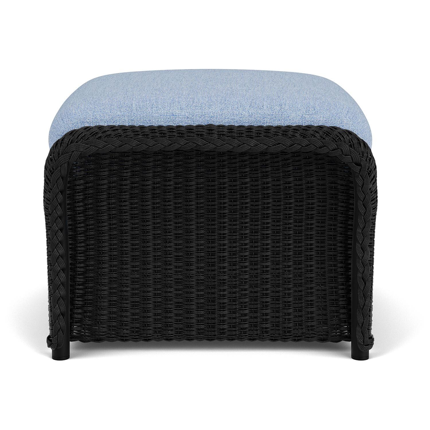 Lloyd Flanders Weekend Retreat Woven Ottoman in Ebony Finish W/ Demo Skyway Fabric - Side thumbnail