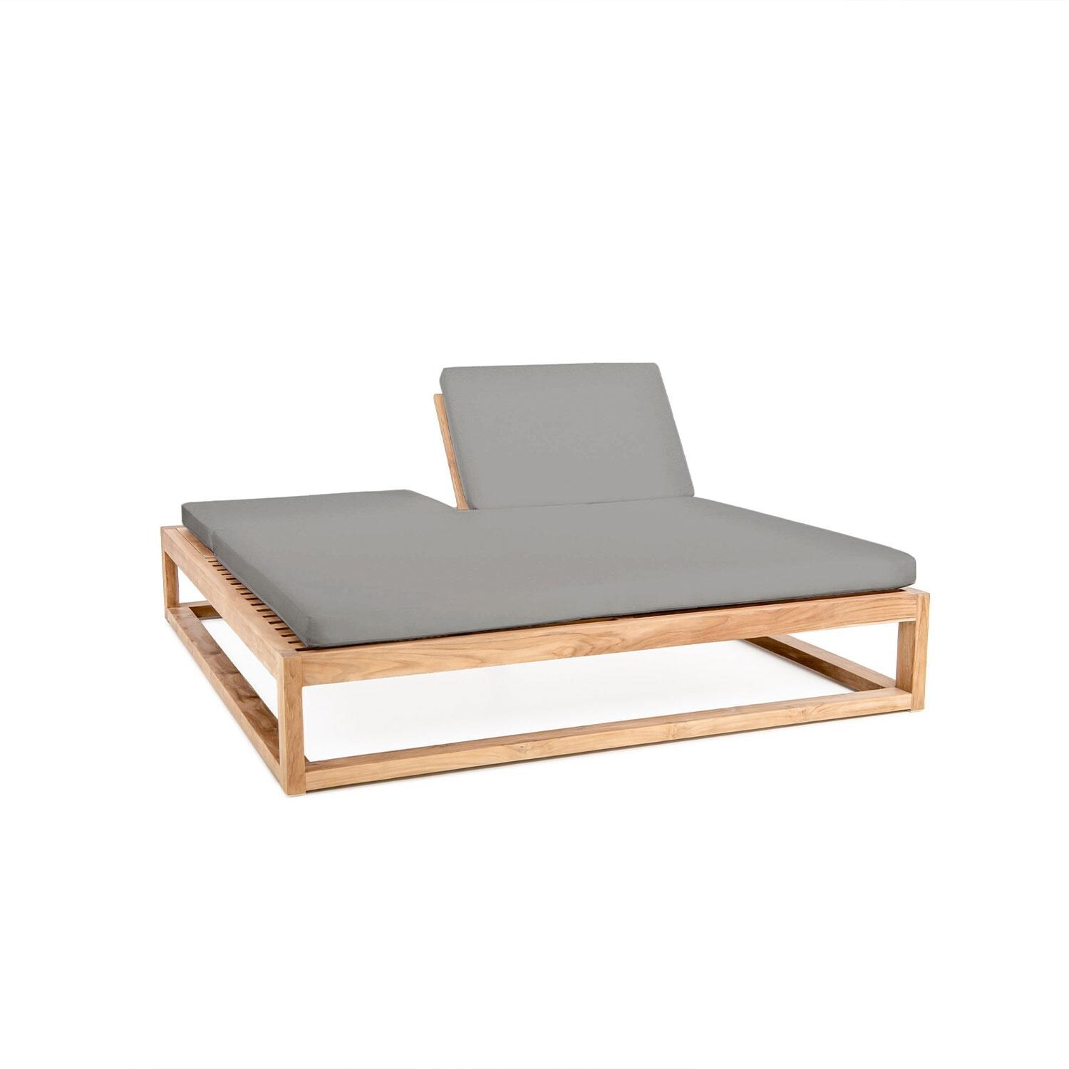 Scape Key Teak 2 Person Double Chaise Lounge in Charcoal by Lakeview Outdoor Designs - White Background thumbnail
