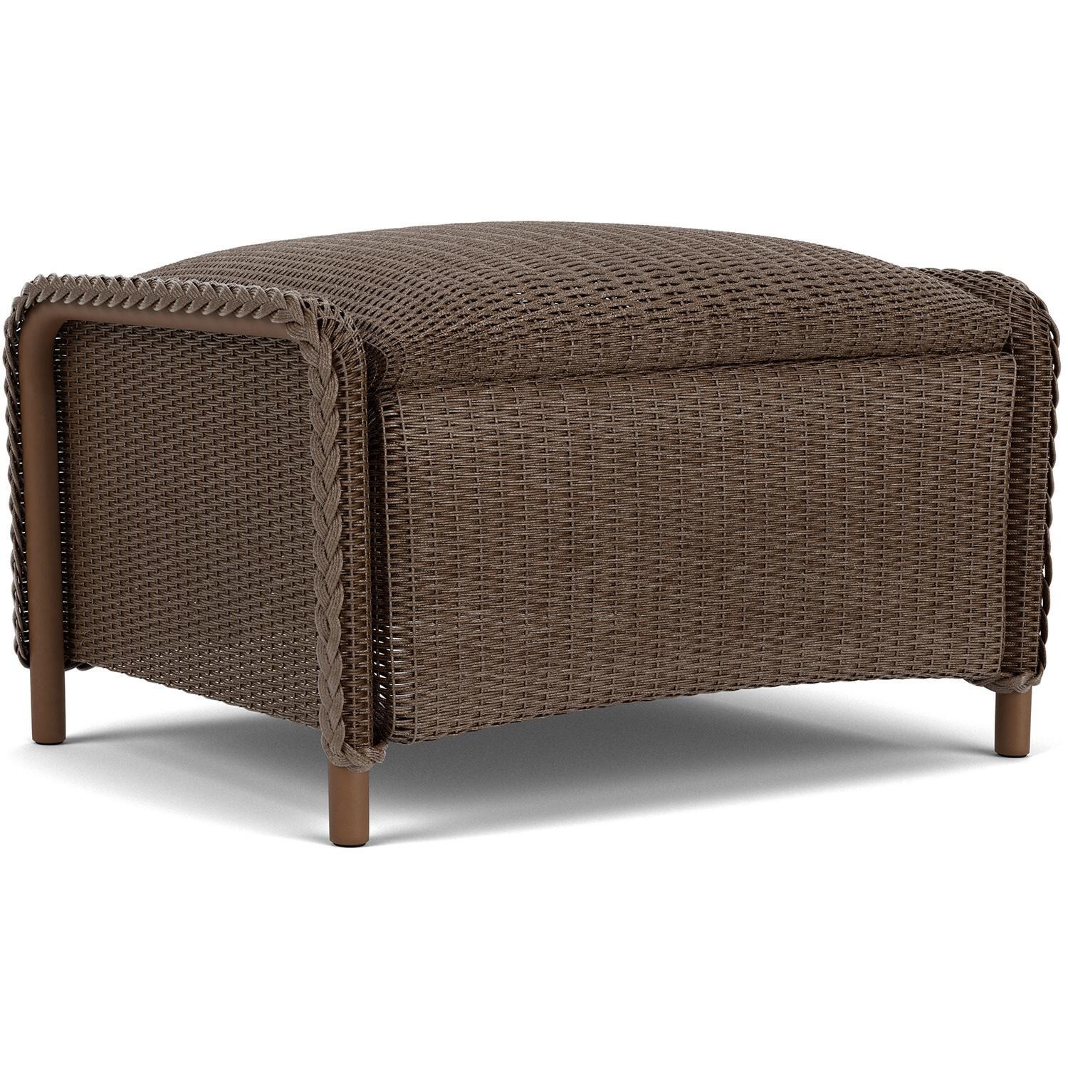 Lloyd Flanders Reflections 4-Piece Seating Set W/ Ottoman & End Table in Bark Finish - Ottoman Angled thumbnail