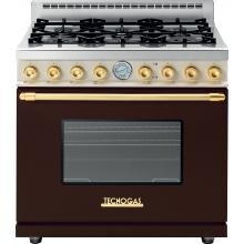 Tecnogas Superiore 36-Inch DECO Natural Gas Range With 6 Burners - Brown Dual / Gold RD361GCMCG image