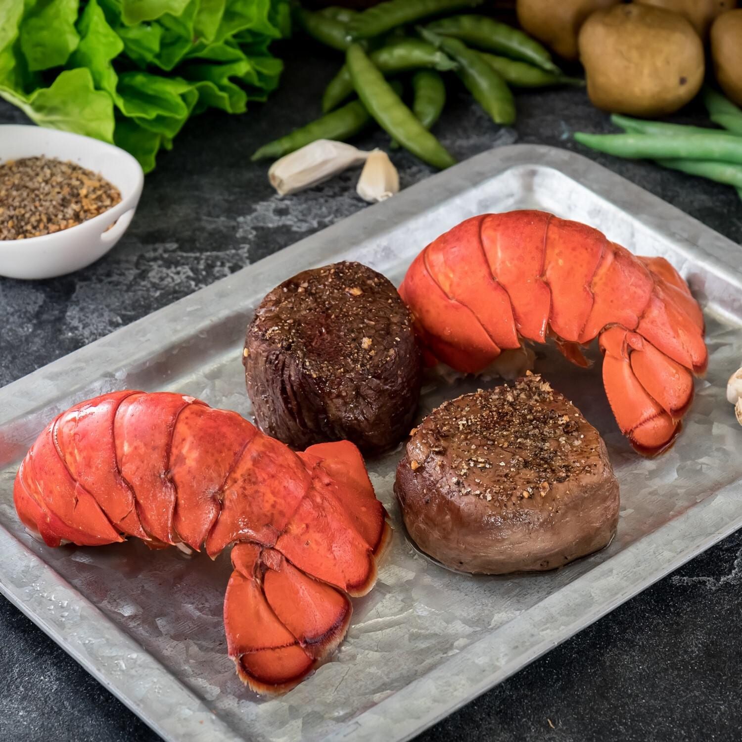 Surf & Turf - 2 (6oz) Filet Mignons & 2 (6oz) Cold Water Lobster Tails By Chicago Steak Company