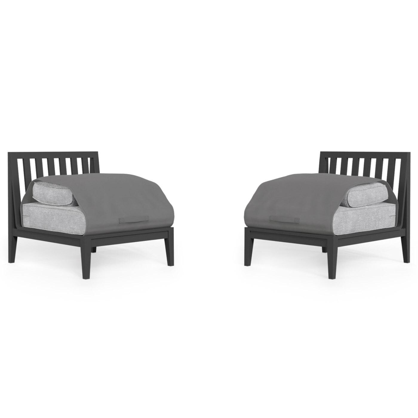 Outer Charcoal Aluminum Outdoor Armless Chair Conversation Set W/ OuterShell Cover - Pacific Fog Gray image