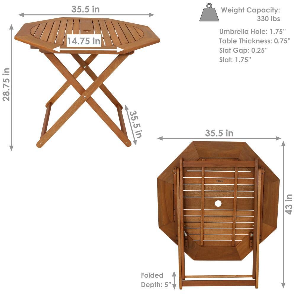 Ultimate Patio Meranti Wood Octagon Outdoor Folding Patio Table - Dimensions thumbnail