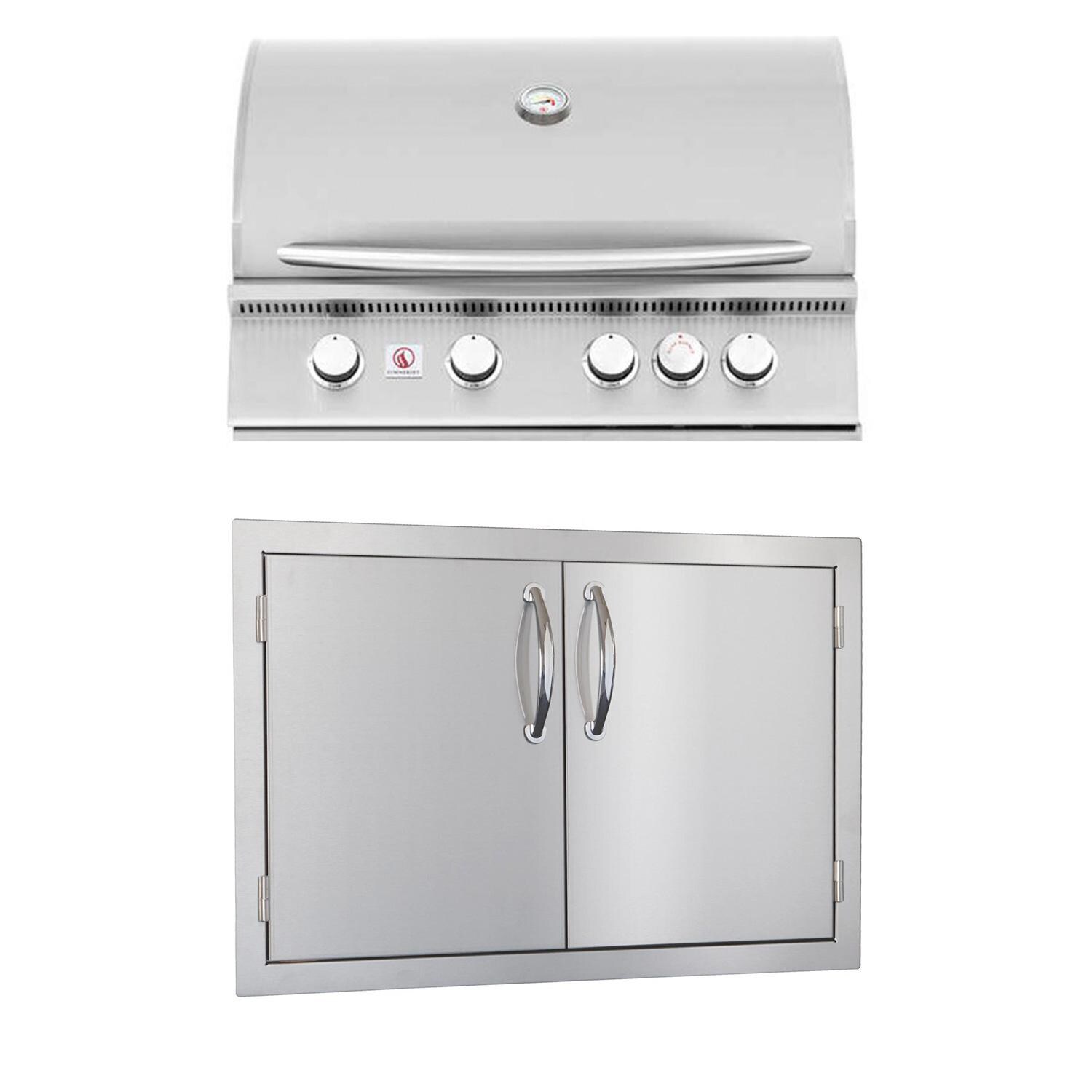 Summerset Sizzler 32-Inch Natural Gas Outdoor Kitchen Package w/ Double Access Door - SIZ32-NG-SSDD-PROMO