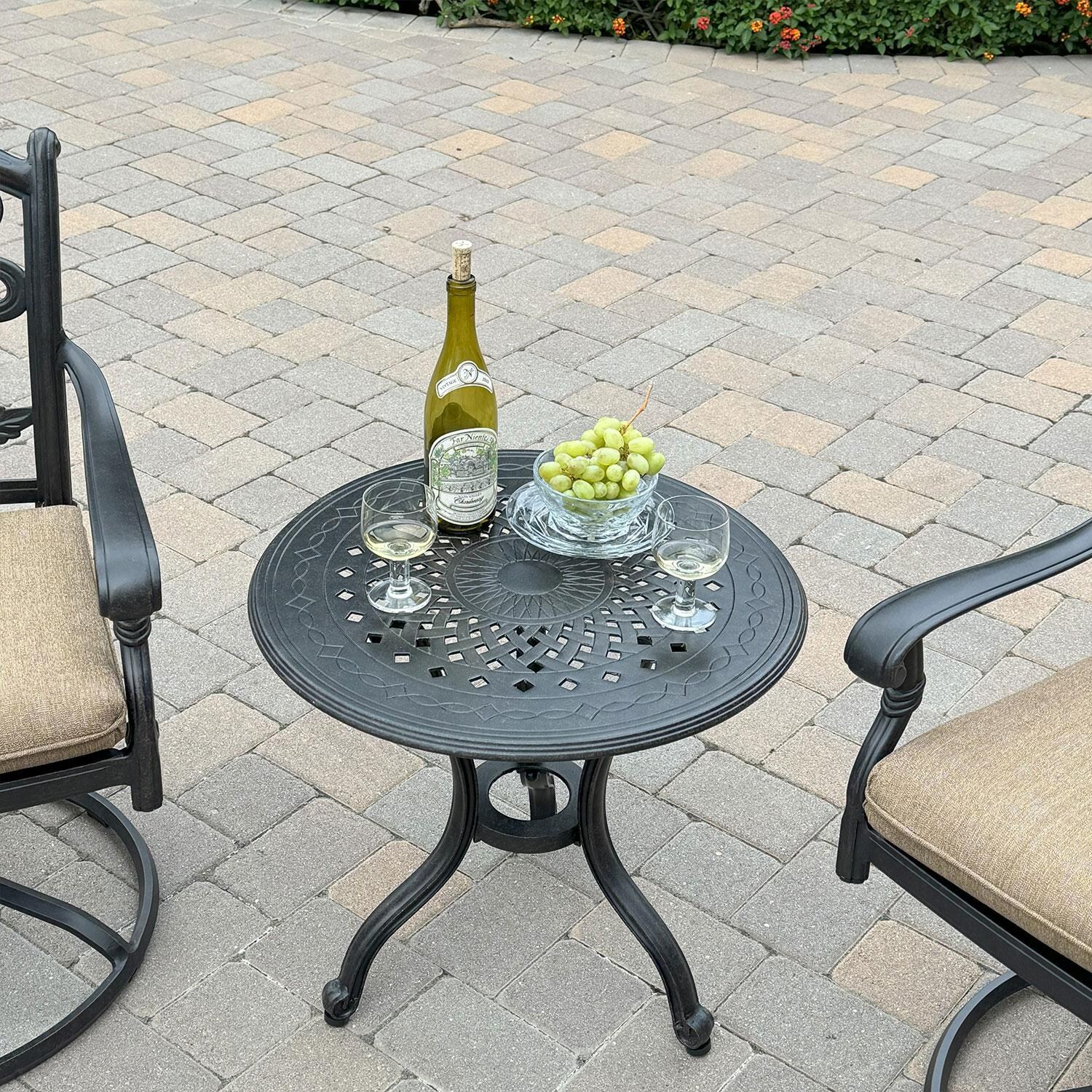 Darlee Cast Aluminum 24-in Round End Table - Seating Set (Not Included) - Close Up - Lifestyle thumbnail