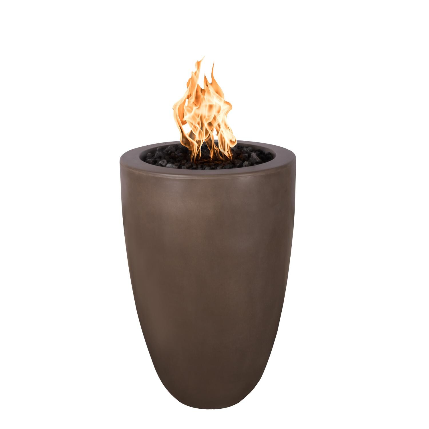 Castillo 22 Inch Round GFRC Propane Fire Pit w/ Access Door in Chocolate by The Outdoor Plus