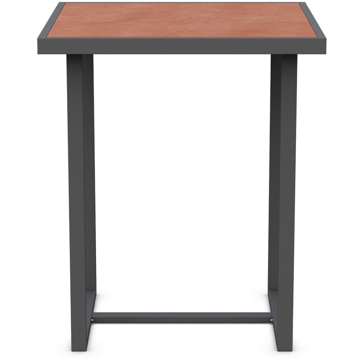 Azzurro Living Catalina 35 Inch Charcoal Aluminum Bar Table W/ Umber Dekton Top - Front - White Background thumbnail