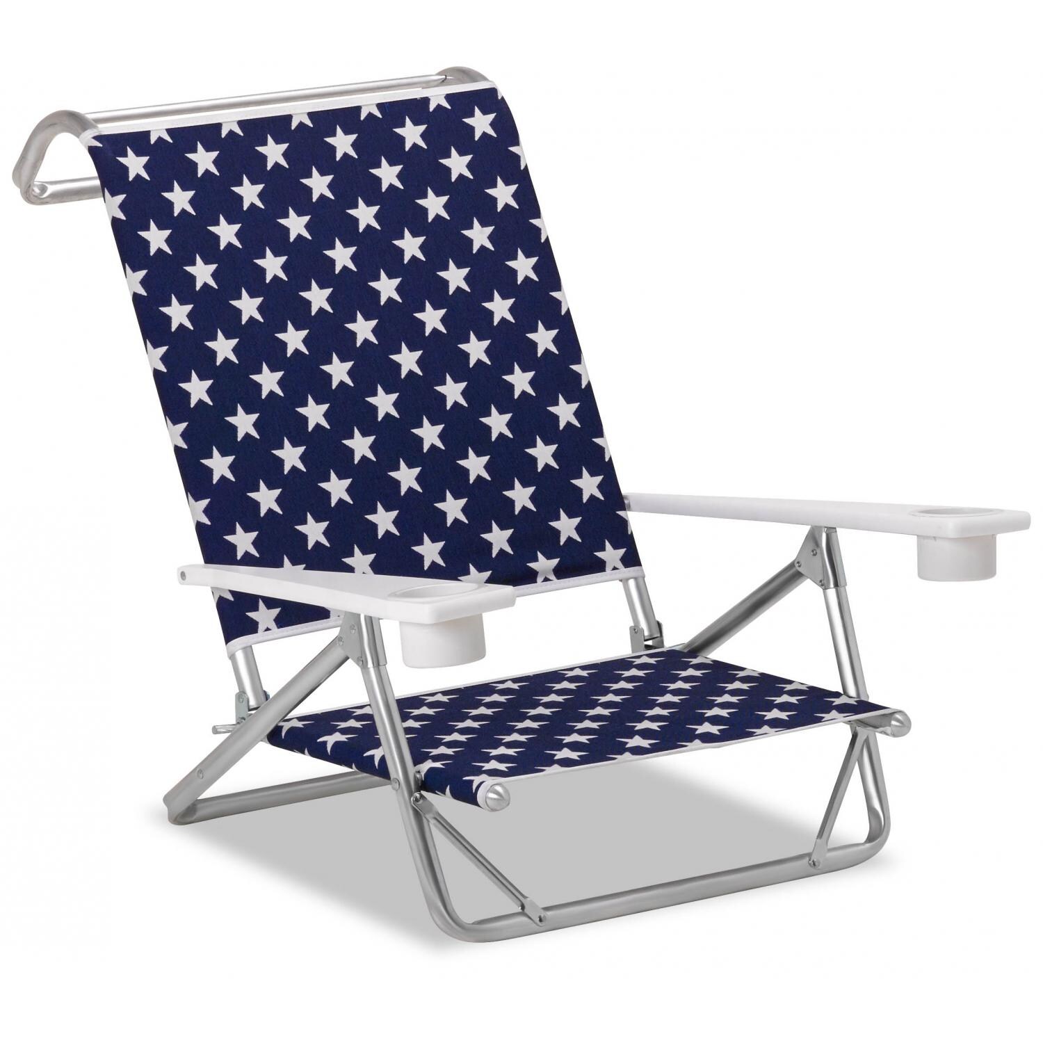 Original Mini-Sun Folding Aluminum Beach Chair With Cupholders By Telescope Casual - Betsy