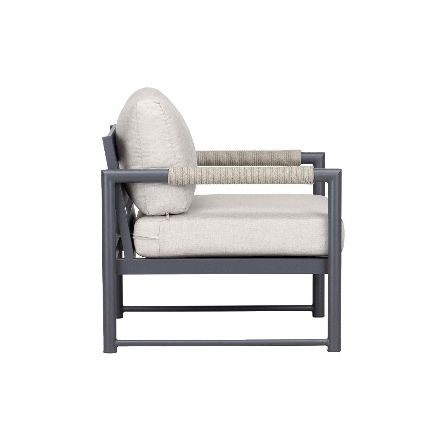 Lakeview AVEBAY-SL-PG-CC-CS Avenue Bay Slate/Pebble Gray Club Chair - Cast Silver - Side View - White Background thumbnail