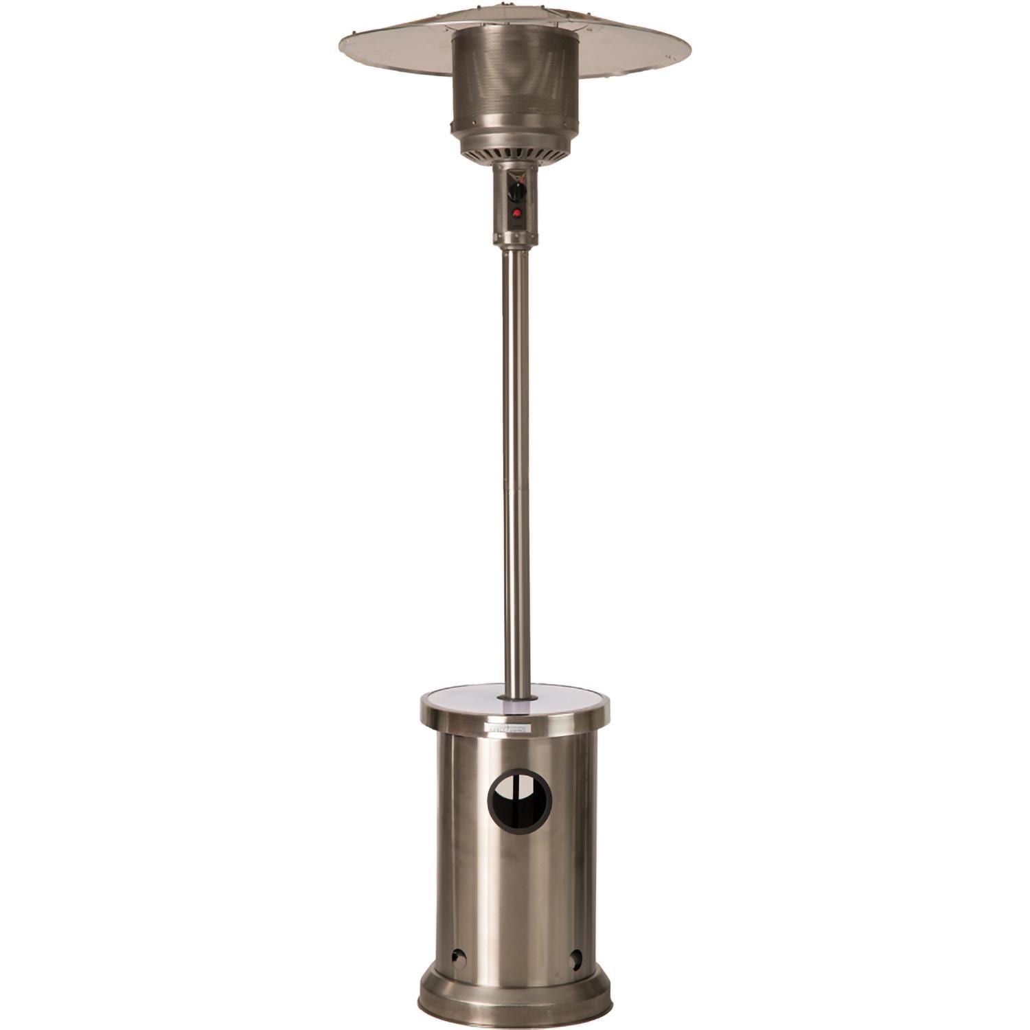 Ultimate Patio SC65046 48,000 BTU Propane Outdoor Patio Heater w/ LED Lighted Table - Stainless Steel - Display - White Background thumbnail