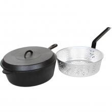 Cajun Classic 6-Quart Seasoned Cast Iron Chicken Fryer With Basket - GL10495AS image
