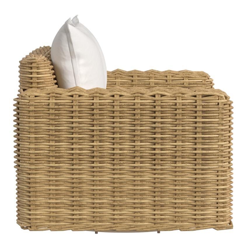 Playa Resin Wicker Oversized Swivel Club Chair in Medium Wood/Soothe Pearl by Sunset West - Side - White Background thumbnail