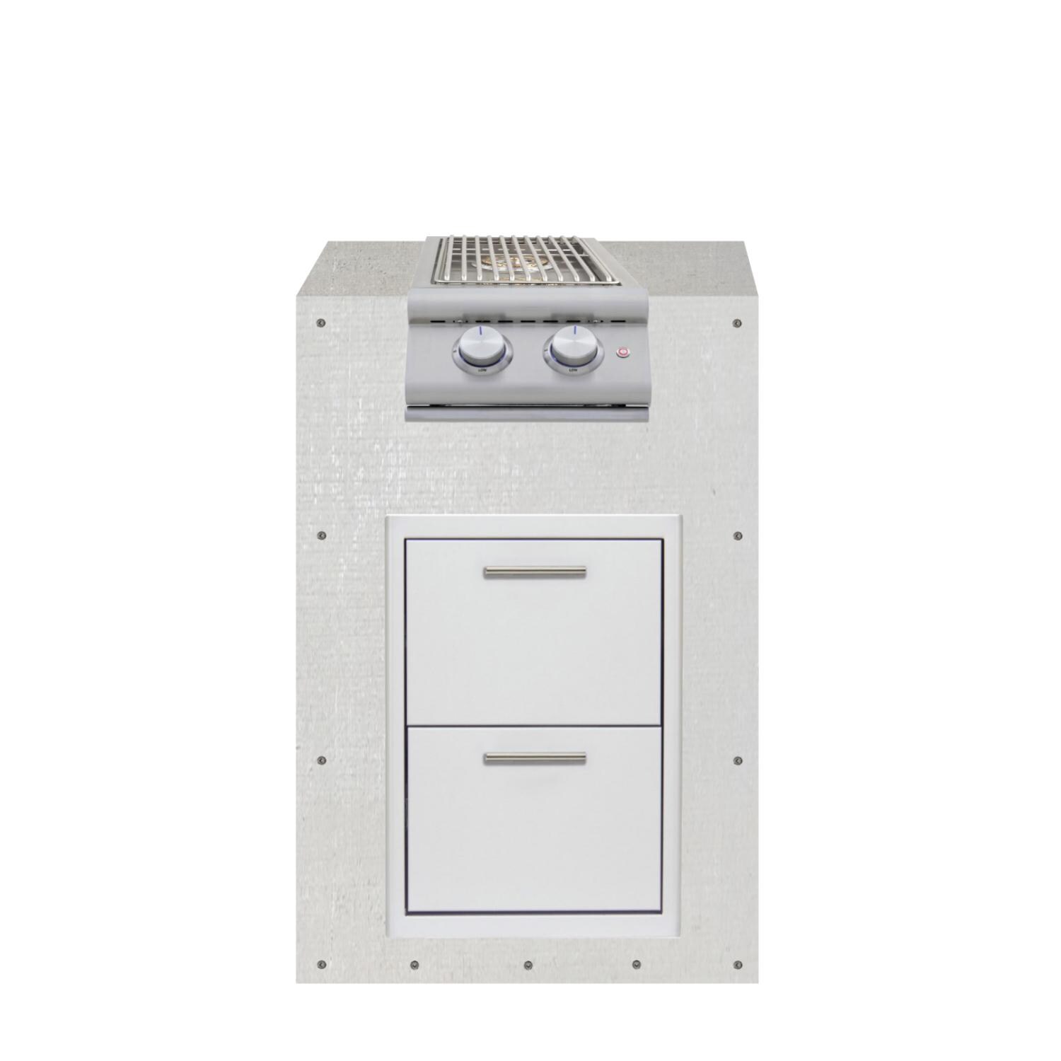   BBQGuys Signature 24-in Ready for Finish Outdoor Kitchen Module w/ Blaze LTE+ Natural Gas Double Side Burner & Double Drawers - Module - White Background thumbnail