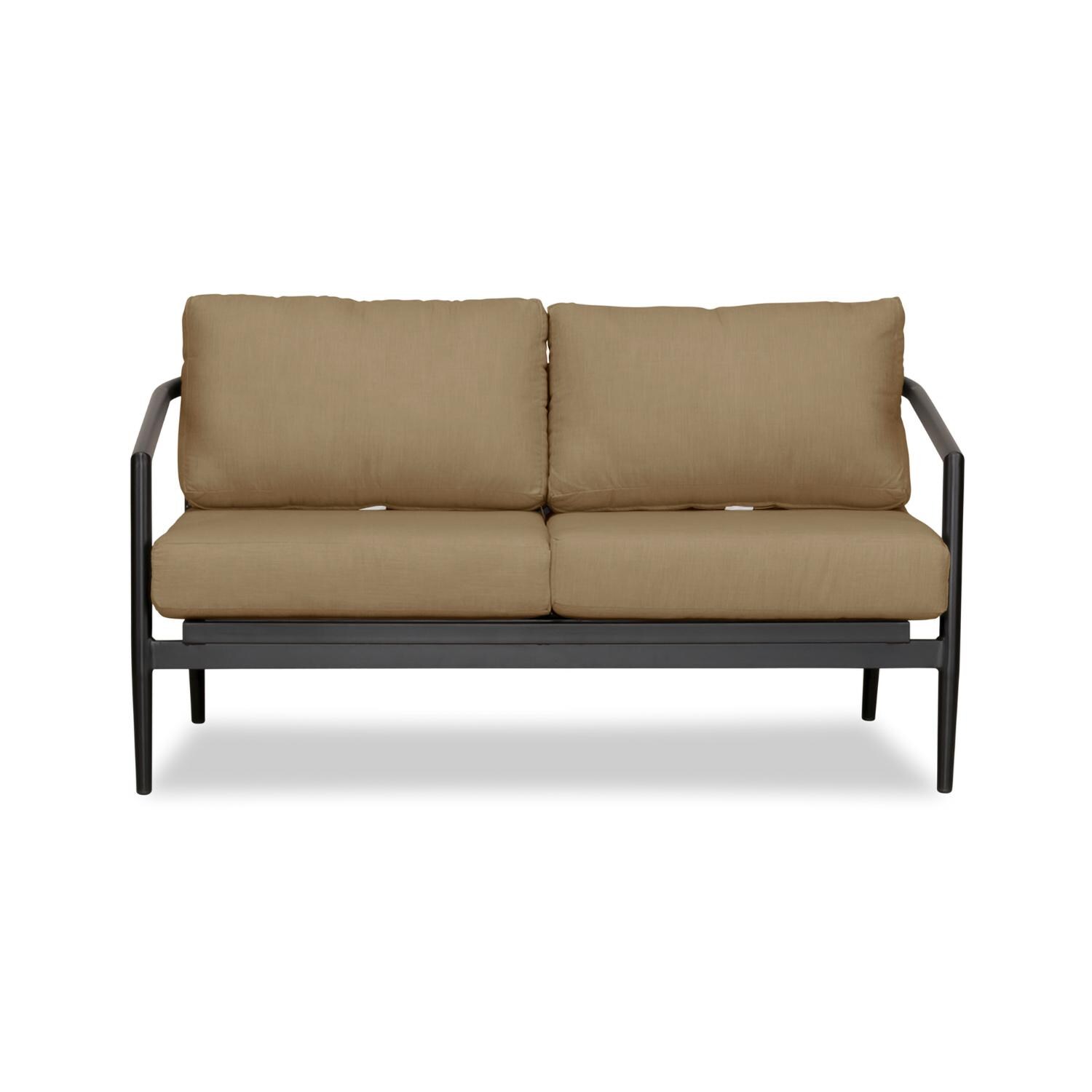 Lakeview Midnight Cove 4 Pc Aluminum Sofa Loveseat Seating Set in Black/Carbon/Heather Beige - Loveseat - White Background thumbnail