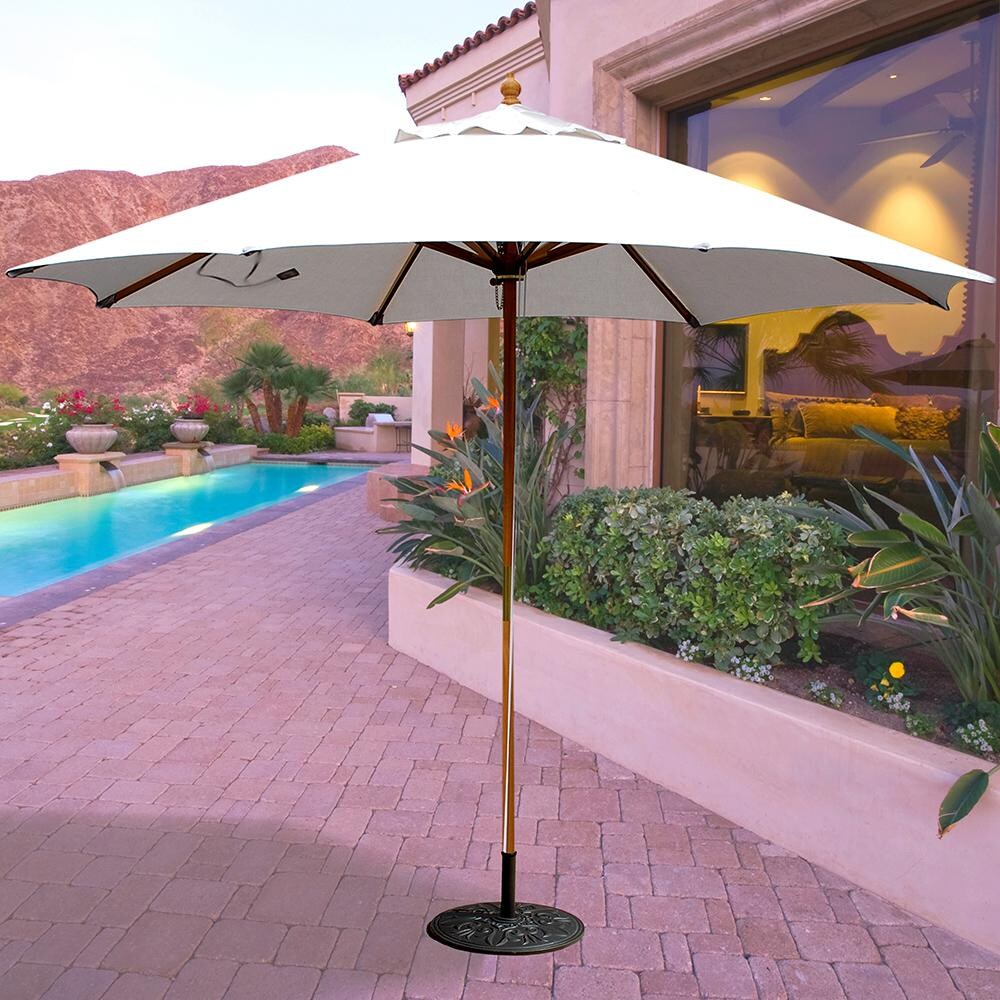 Galtech 183 11' 4-Pulley Light Wood Umbrella, Pacific Blue Galtech 183 11' 4-Pulley Light Wood Umbrella, Pacific Blue