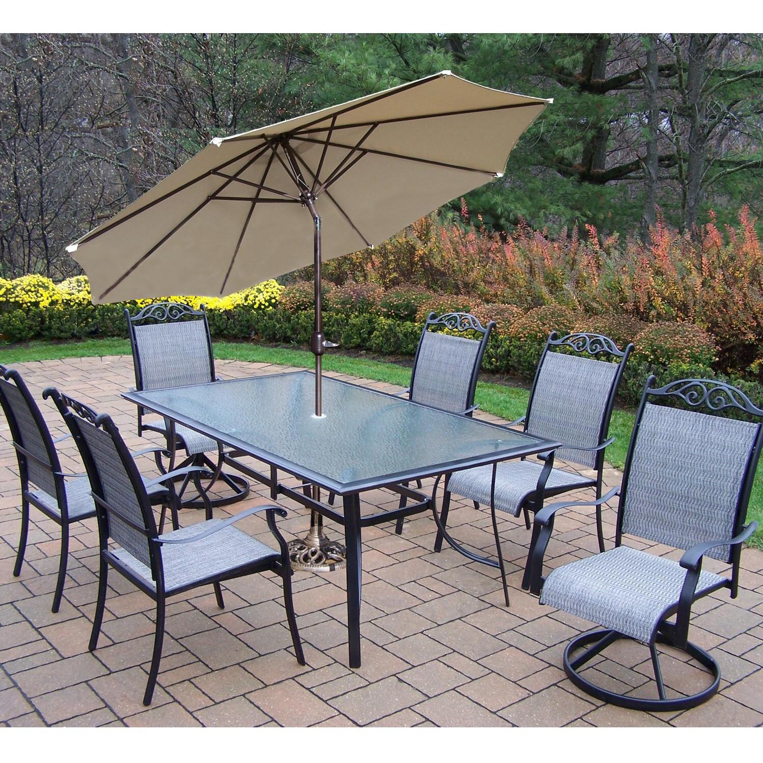 Oakland Living Cascade Aluminum 6Person Sling Patio Dining Set With