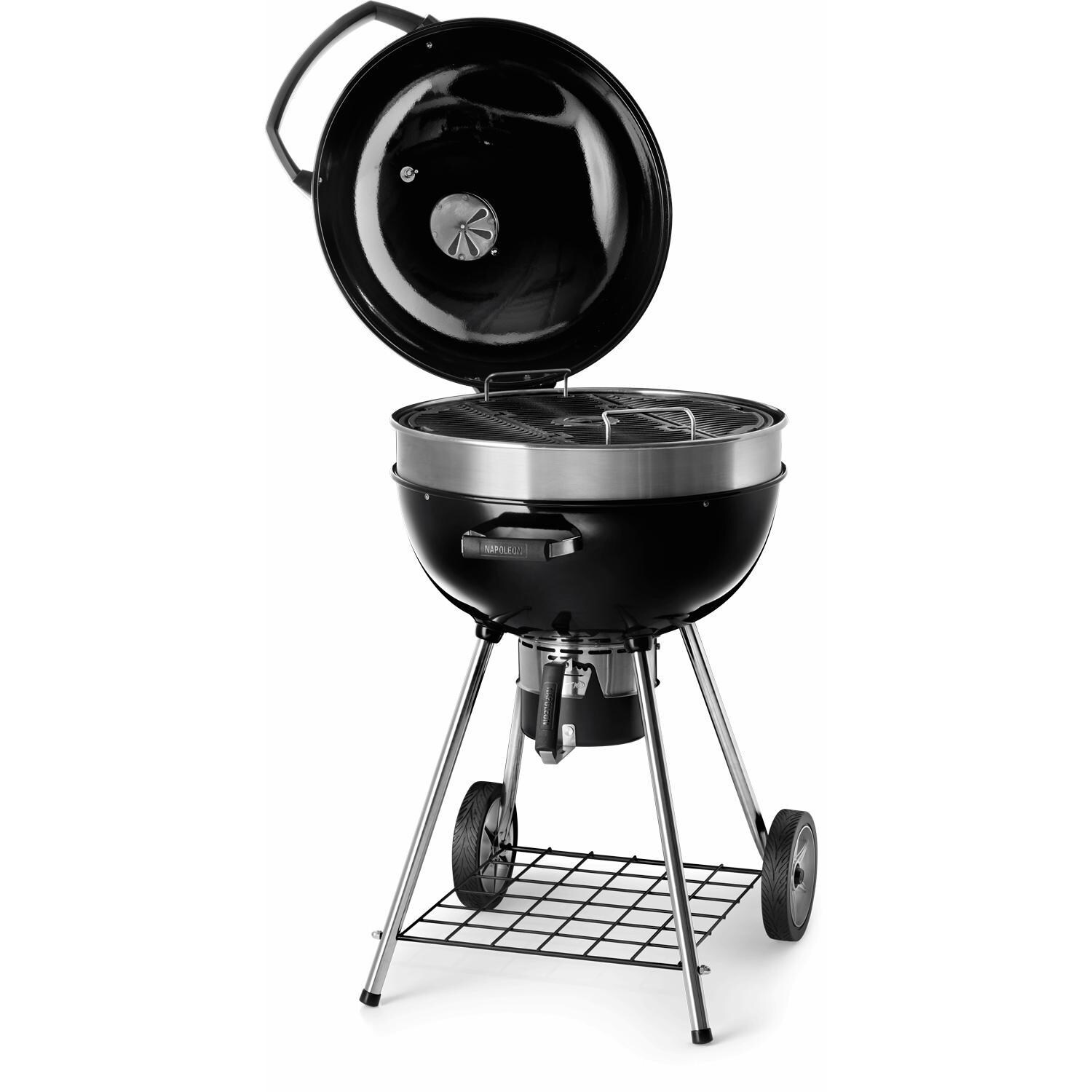 Napoleon PRO PRO22K-LEG-2 22 1/2-Inch Charcoal Kettle Grill - Lid Open