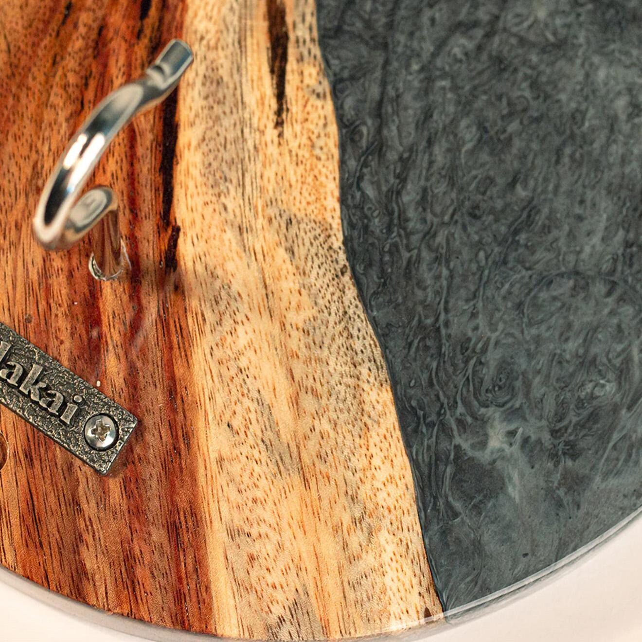 Elakai EGHRCRLE-10 Gray Stone Epoxy Resin Live-Edge Wood Hook and Ring Toss - Board Details thumbnail