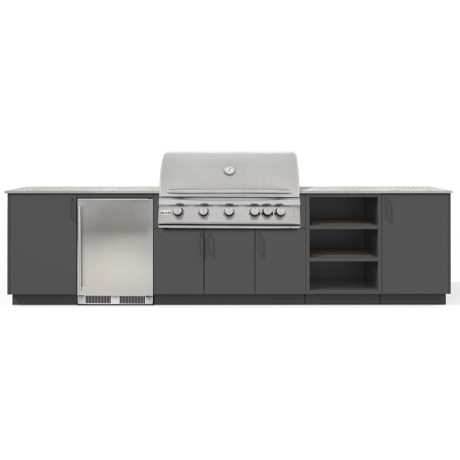Urban Bonfire B-Ta - ga-40-Blaze-Keon-Anthracite Ta - ga 40 Outdoor Kitchen w/ Blaze Premium LTE Natural Gas Grill, Refrigerator, Keon Countertop & Anthracite Finish - White Background thumbnail