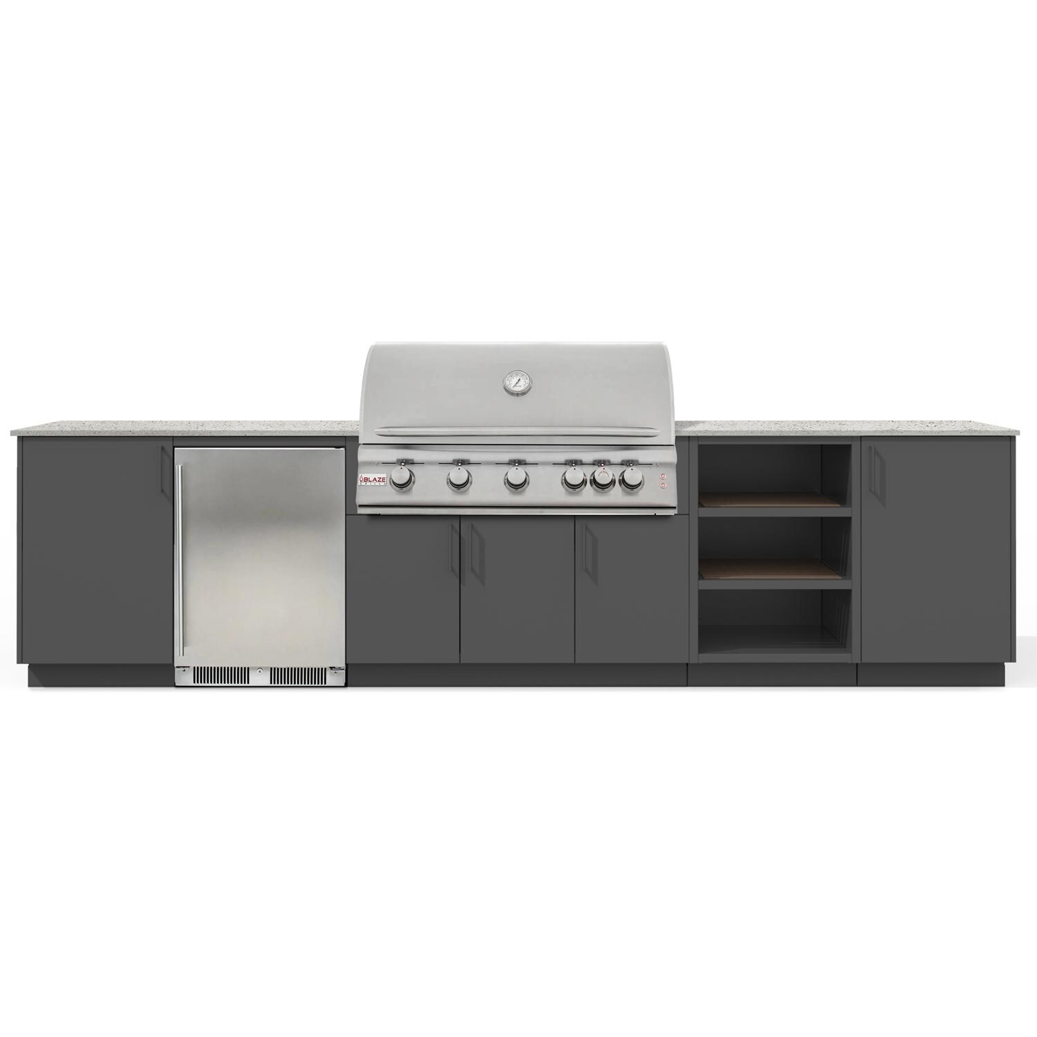 Urban Bonfire B-Ta - ga-40-Blaze-Keon-Anthracite Ta - ga 40 Outdoor Kitchen w/ Blaze Premium LTE Natural Gas Grill, Refrigerator, Keon Countertop & Anthracite Finish - White Background thumbnail