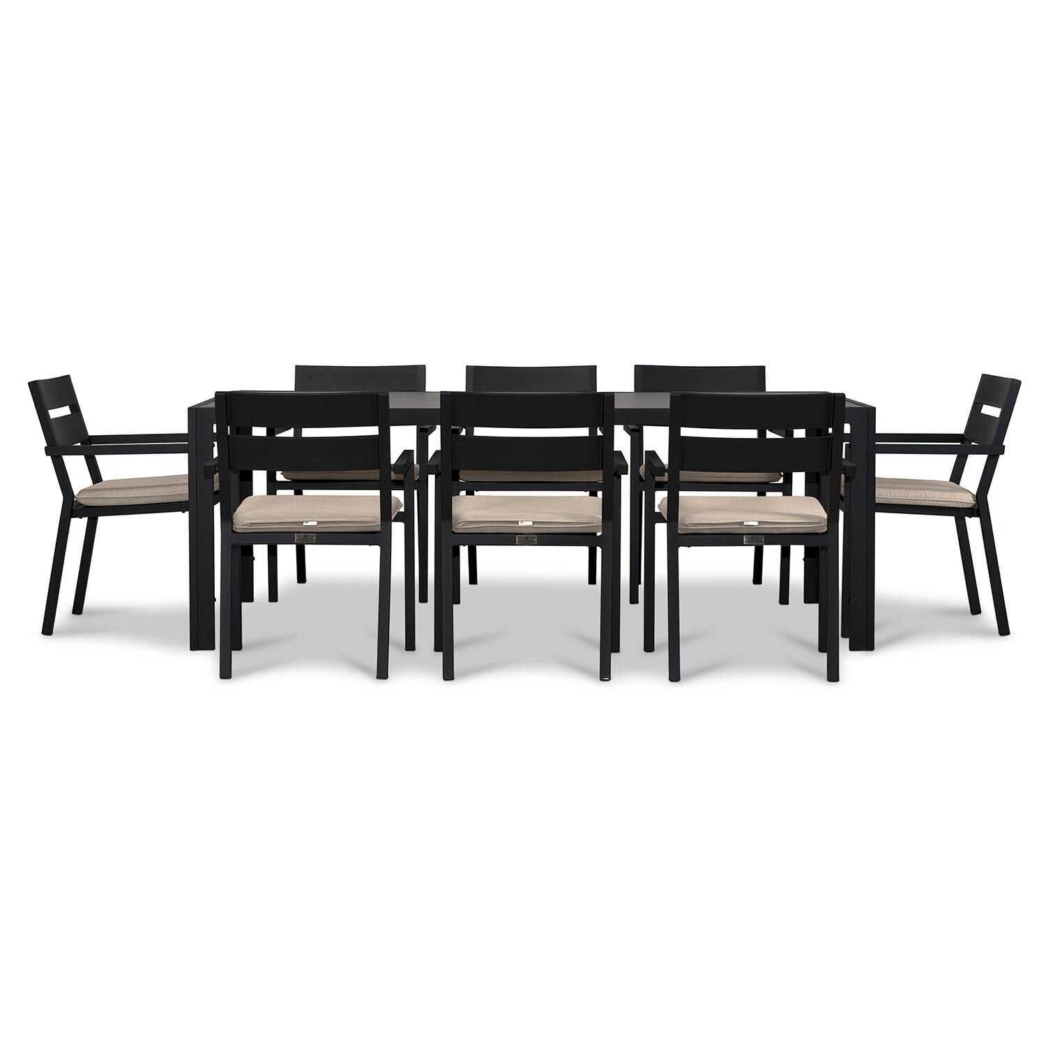 Calm Bay 9 Pc Rectangular Dining Set in Black/Canvas Flax by Lakeview - White Background 3 thumbnail