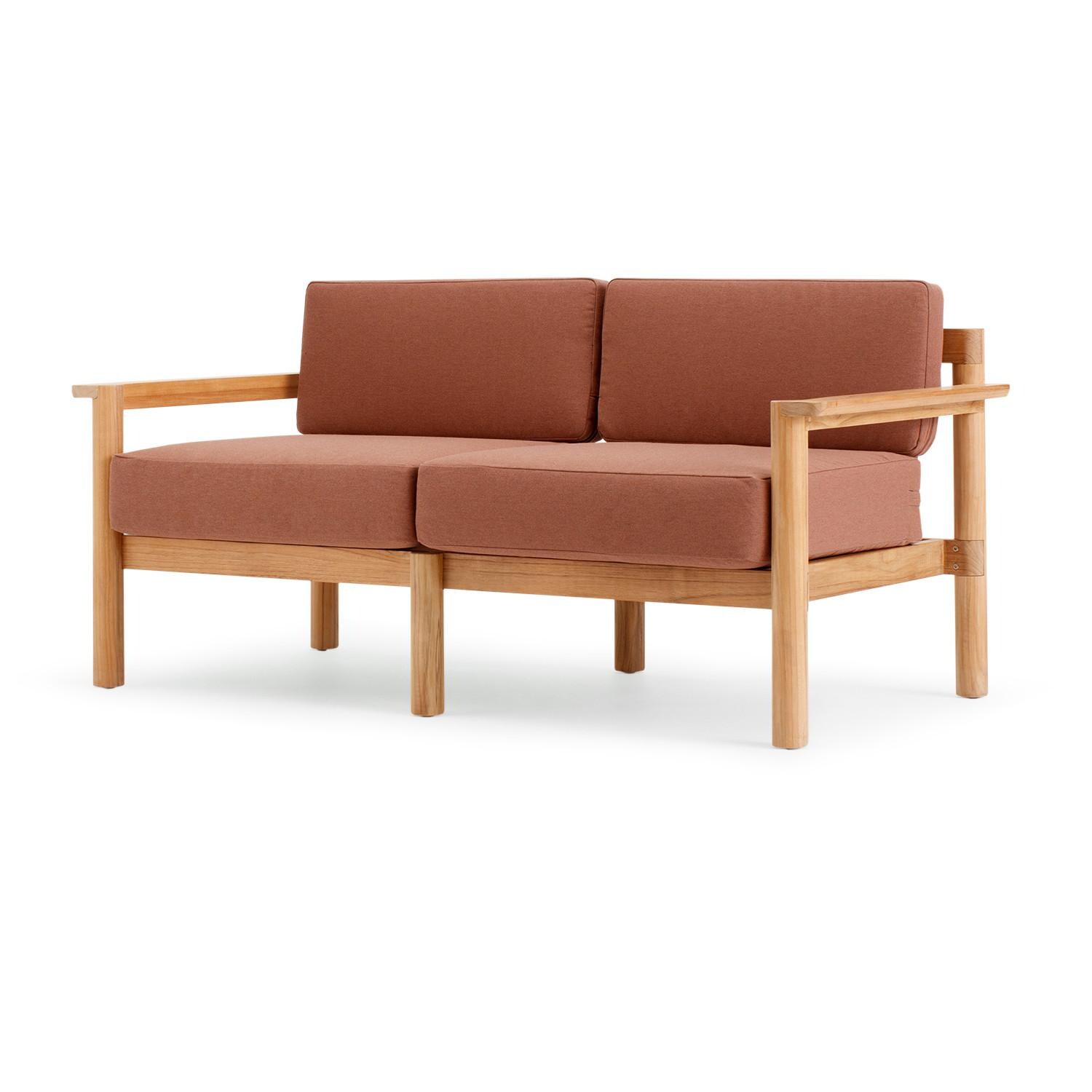 Neighbor Loveseat W/ Teak Arms - Sunbrella Rust image