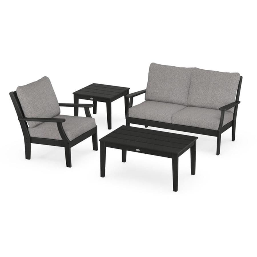 POLYWOOD Braxton 4-Piece Deep Seating Set in Black / Grey Mist thumbnail
