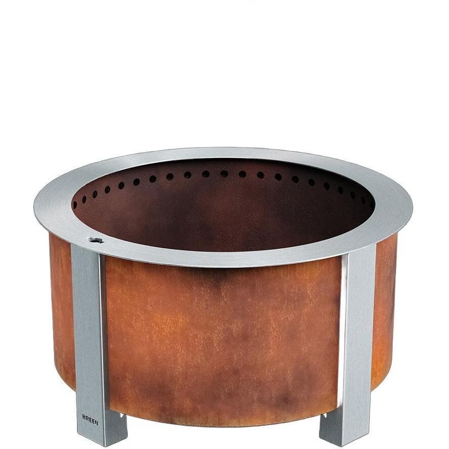 Breeo BR-X24P X Series 24 Inch Smokeless Round Corten Steel Wood Burning Fire Pit - Front View - White Background thumbnail