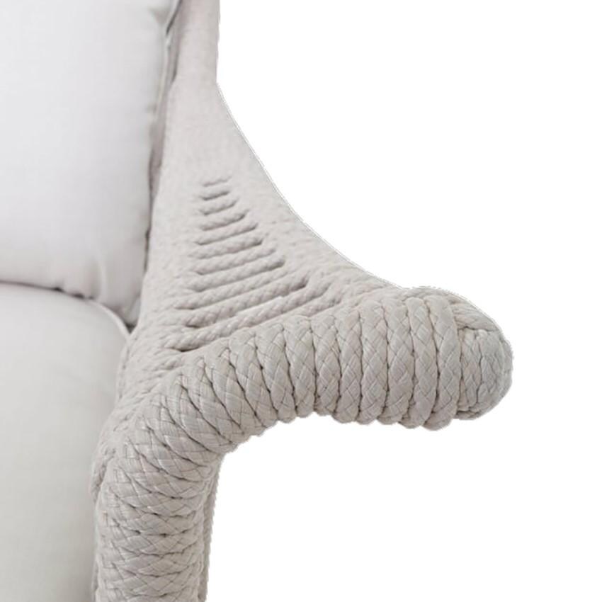 Dana Woven Rope Wing Club Chair w/ Self Welt in Natural/Canvas Granite by Sunset West - Chair Arm - Detail thumbnail