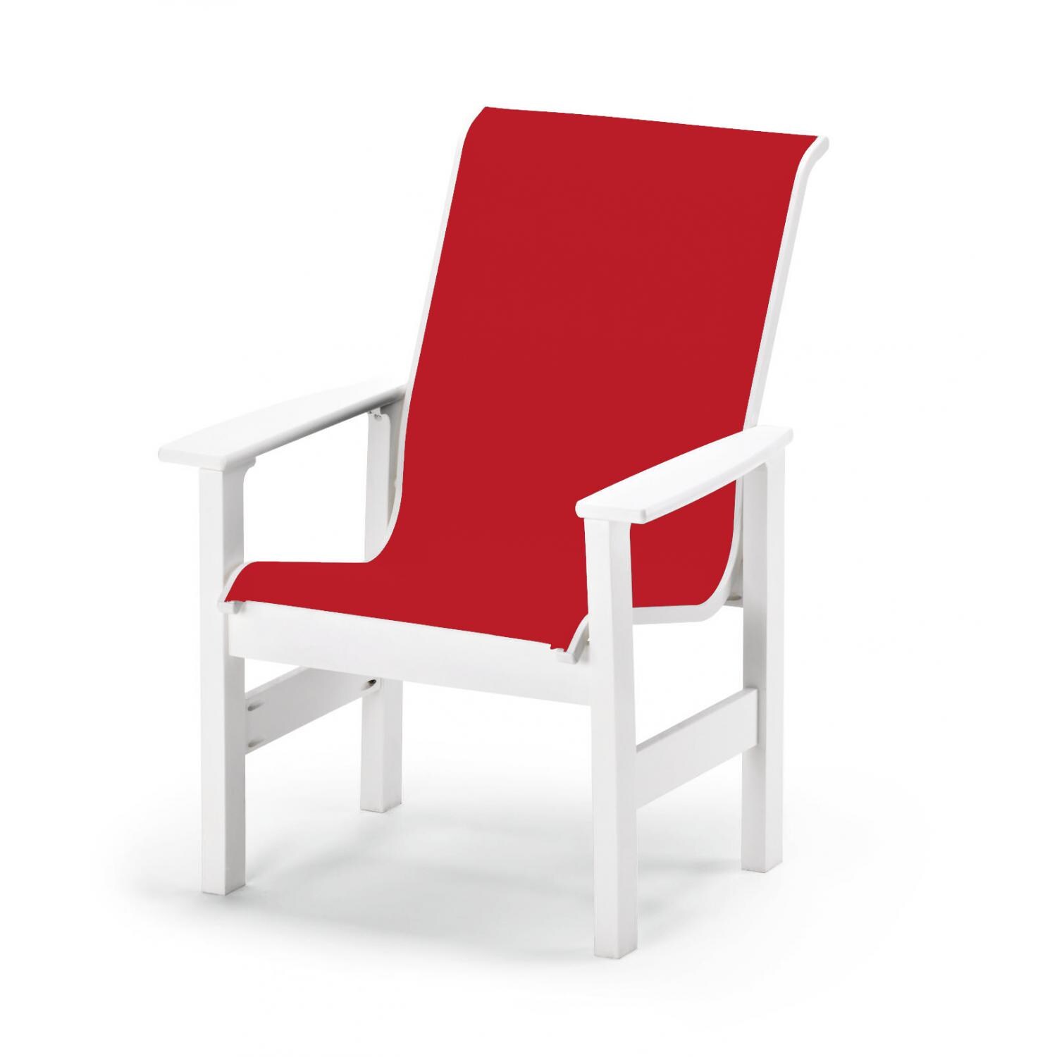 Leeward MGP Patio Dining Arm Chair With Sling Seating By Telescope Casual - Textured Snow/Red thumbnail