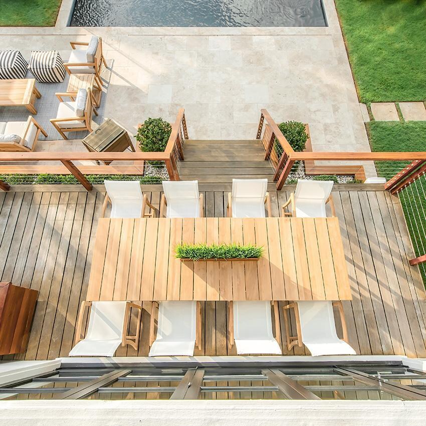 Teak + Table Capri Sling Dining Chair in Black - Top View - Lifestyle thumbnail