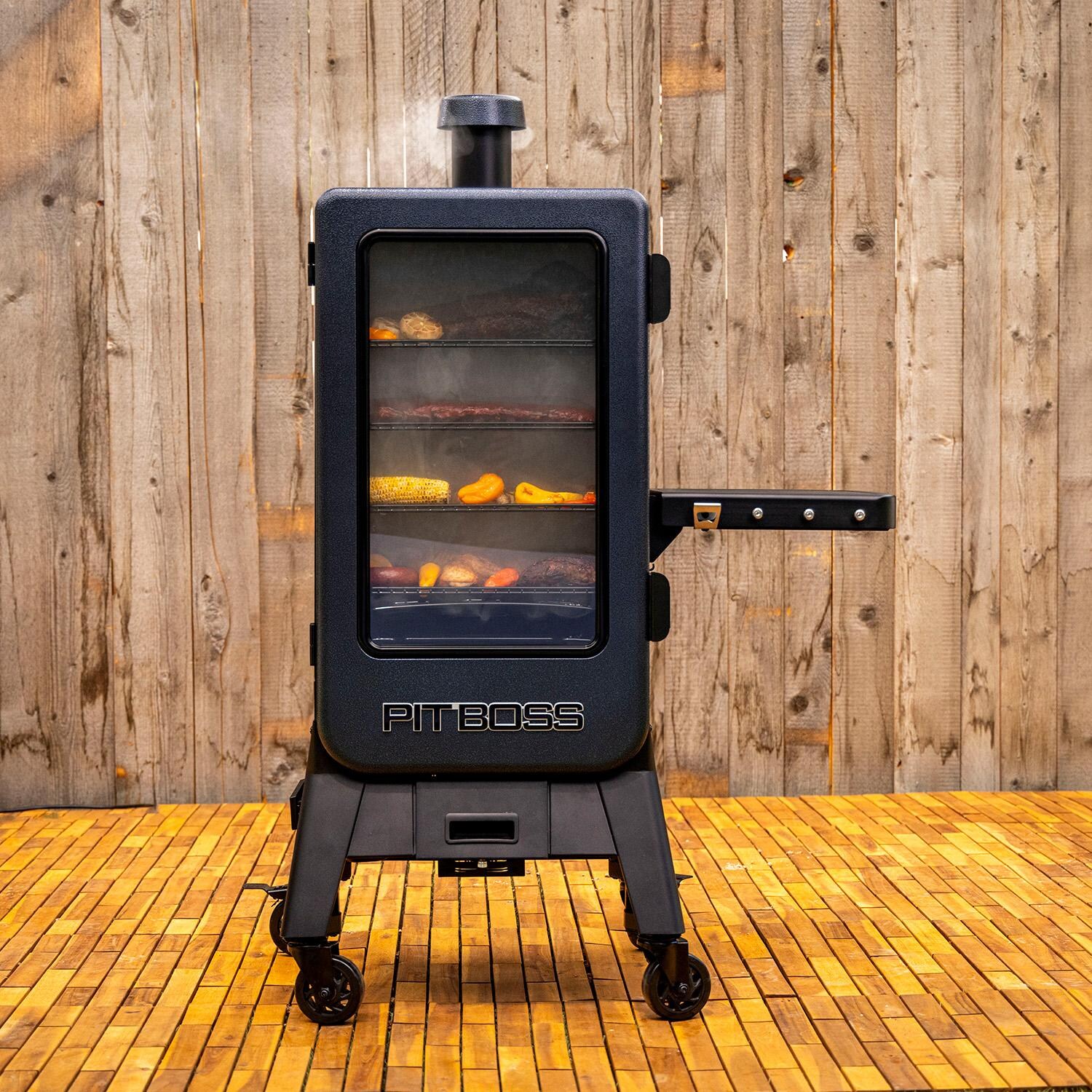 Pit Boss 11114 Navigator 3-Series Vertical Pellet Smoker - On Patio - Lifestyle thumbnail