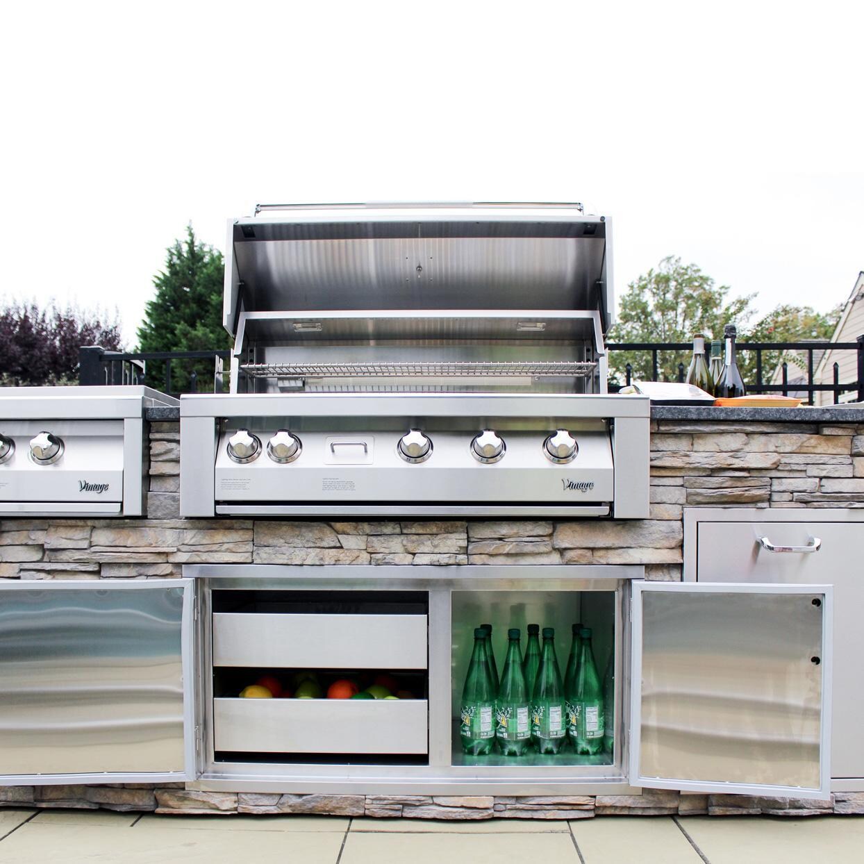 Vintage 42 Inch Stainless Steel Liquid Propane Built-In Gas Grill with Sear Zone - VBQ42SZG-L