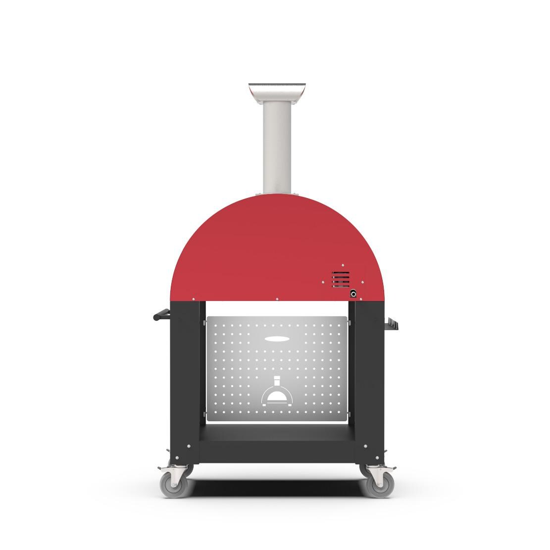 Alfa FXMD-2P-GROA-U + BF-2P-NER Moderno 2 Pizze Propane Pizza Oven W/ Natural Gas Conversion Kit and Oven Base - Antique Red - Back thumbnail