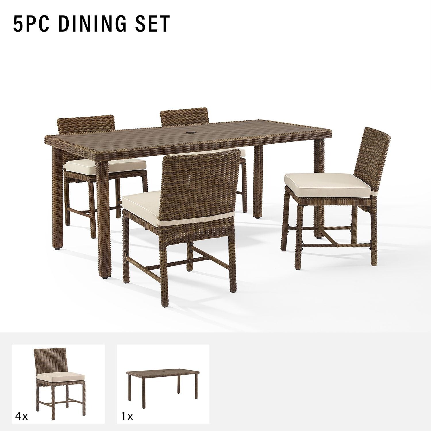 Ultimate Patio UP-92660WB-SA 5Pc Wicker Outdoor Dining Set in Sand - Included in Set (Four Dining Chairs & Dining Table) - Diagram thumbnail