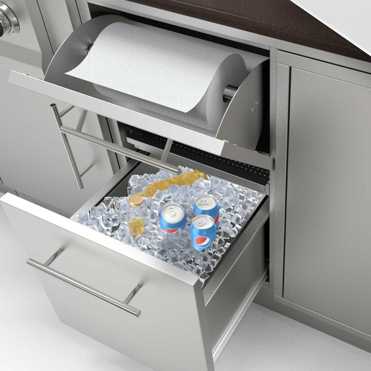 Sunstone 18 Inch Outdoor Kitchen Insulated Ice Chest Paper Towel Island Cabinet Sbc18wdic Bbqguys