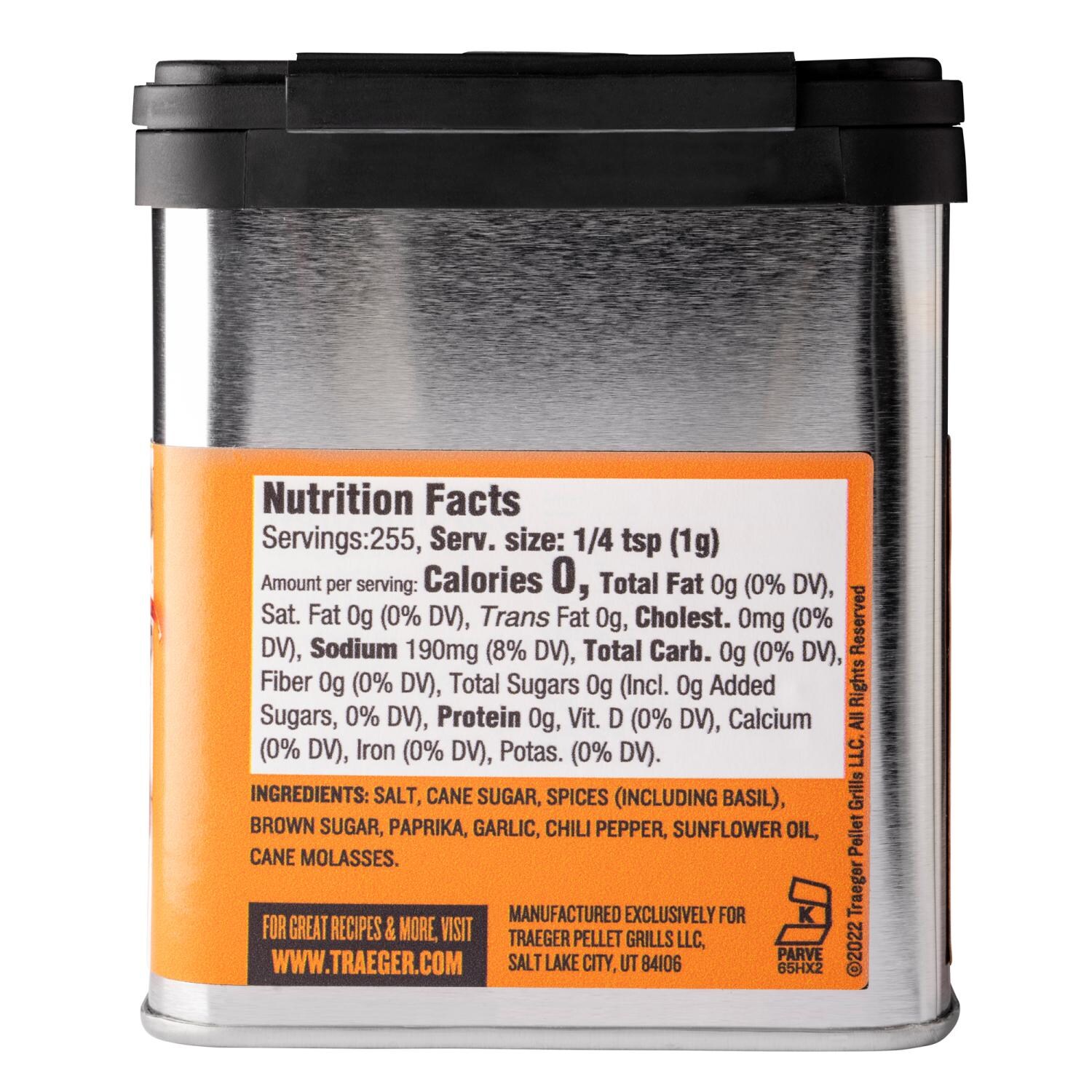 Traeger SPC174 Rub - Nutrition Facts - White Background thumbnail