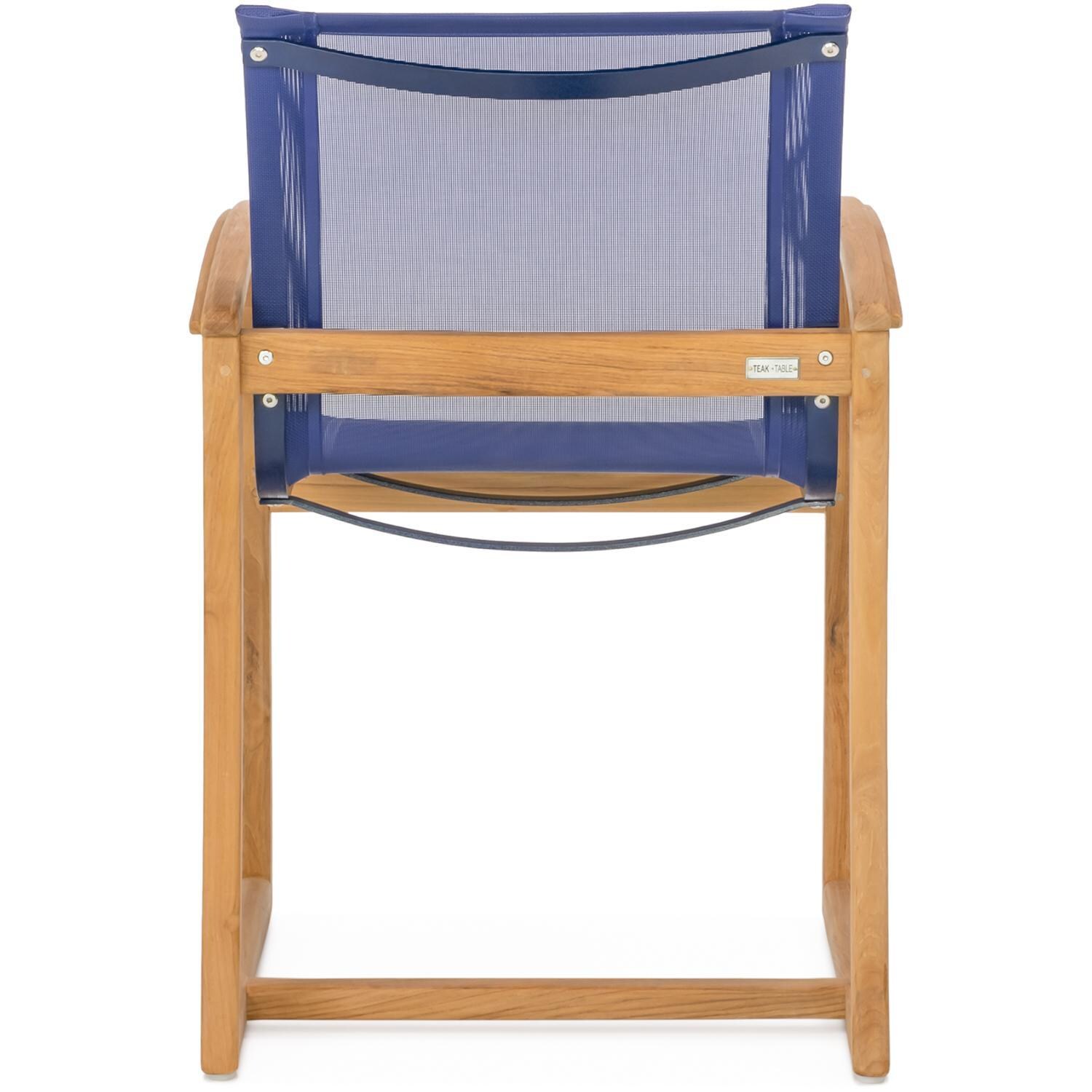 Teak + Table Capri Sling Dining Chair in Navy - Back - White Background thumbnail