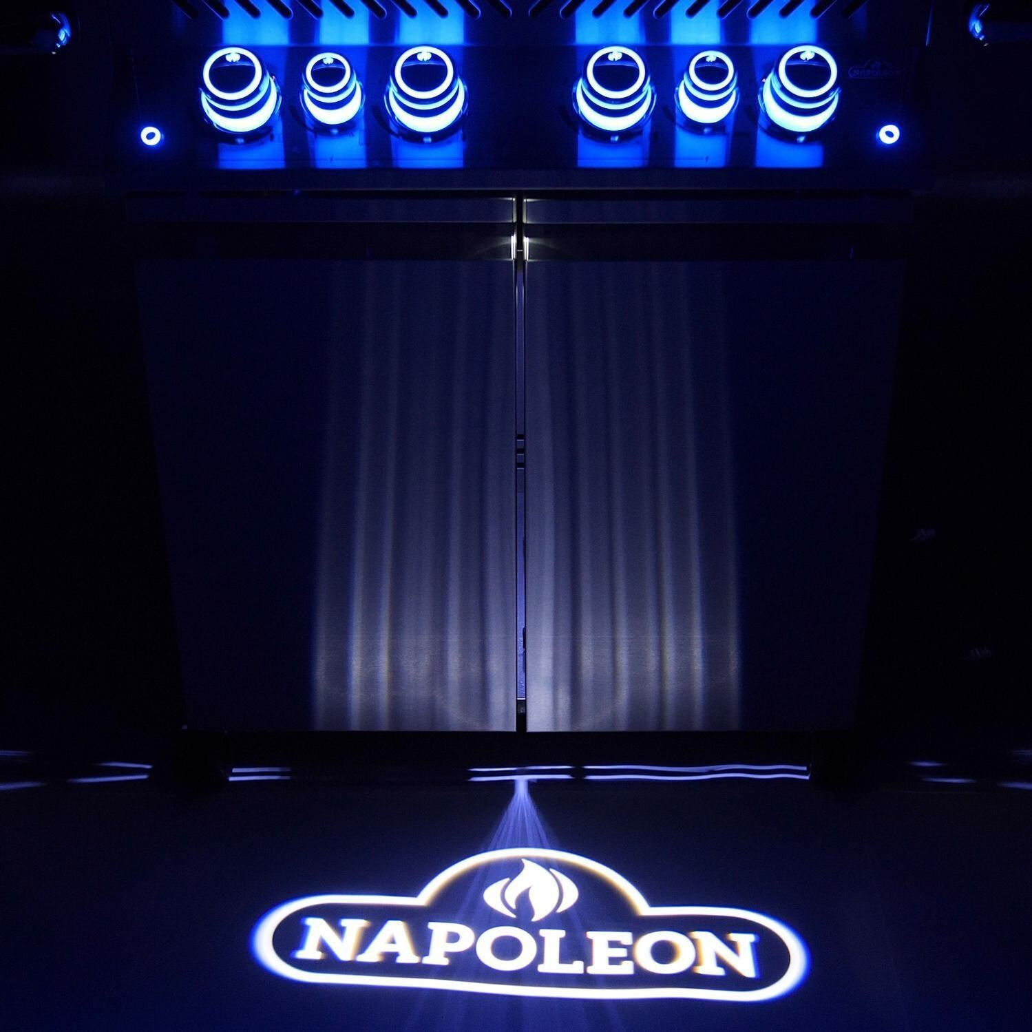 Napoleon PRO500RSIBNSS-3 Prestige PRO 500 Natural Gas Grill with Infrared Rear Burner and Infrared Side Burners (2019) - Proximity Lighting Display With Napoleon Logo Projection - Detail thumbnail