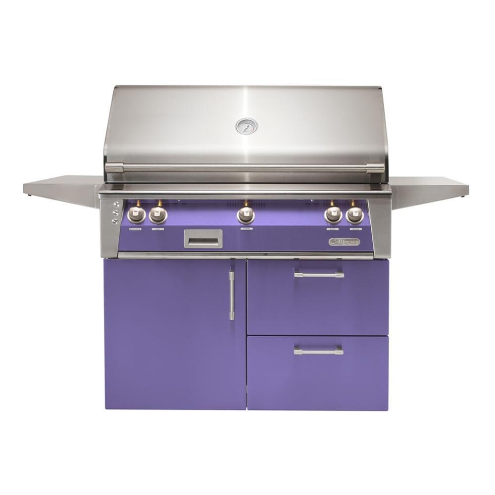 Alfresco ALXE 42-Inch Freestanding Natural Gas Grill On Deluxe Cart With Sear Zone And Rotisserie in Blue Lilac - ALXE-42SZCD-NG-S4005