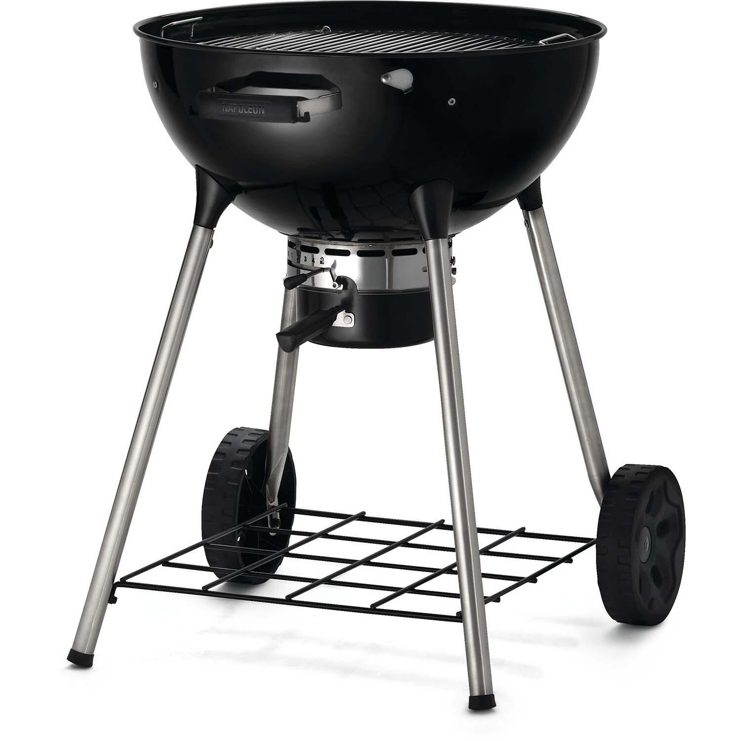 Napoleon NK22K-LEG-3 22 Inch Charcoal Kettle Grill - Black - Lid Off - White Background thumbnail