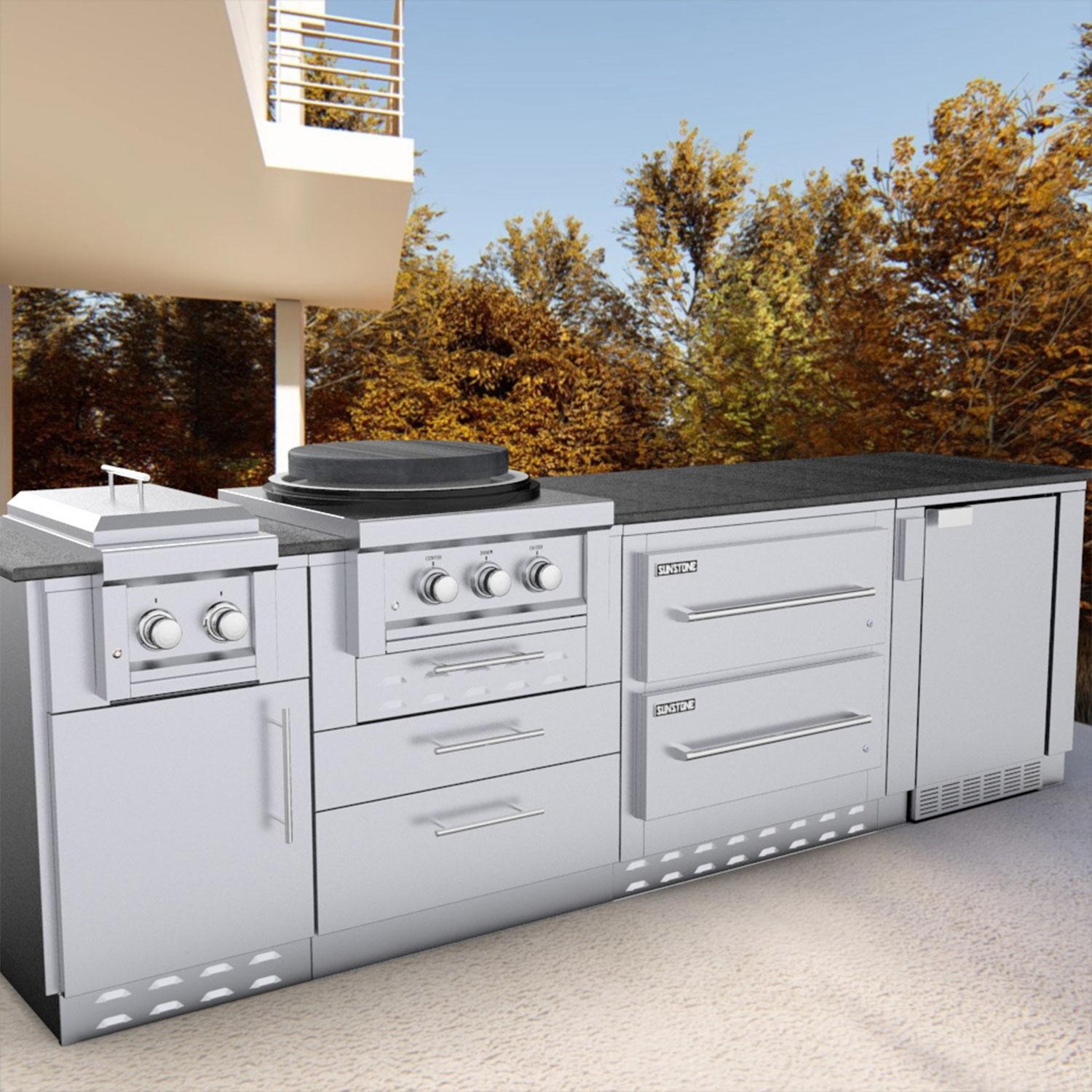 Sunstone Grills SAC34DWC 34-in Double Warming Drawer Cabinet - Installed - Lifestyle thumbnail