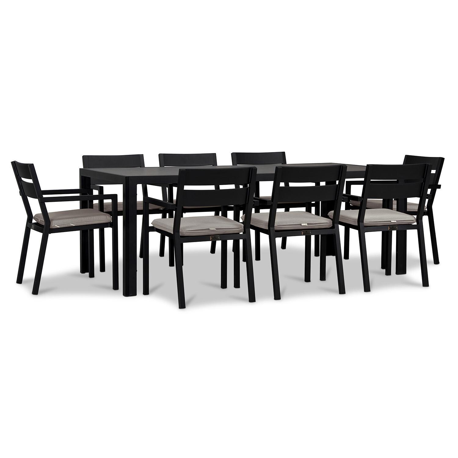 Calm Bay 9 Pc Rectangular Dining Set in Black/Cast Silver by Lakeview - White Background 2 thumbnail