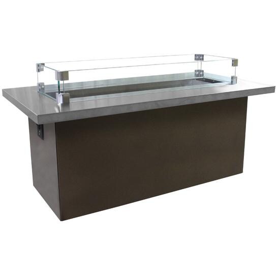 Firegear Key West Gas Fire Pit Coffee Table With Stainless Steel Tabletop - Front View thumbnail