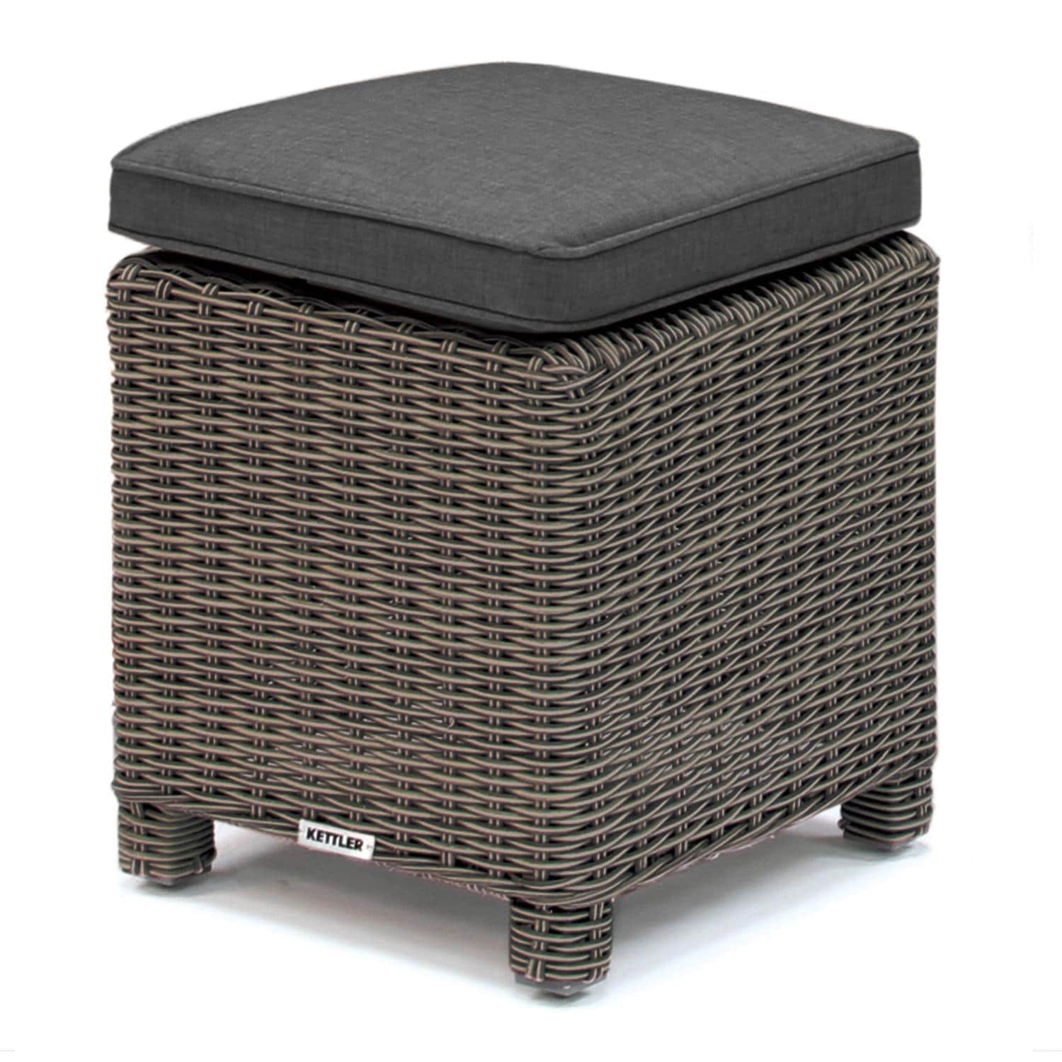 Palma 6 Pc Wicker Seating Set in Rattan / Canvas Coal - Ottoman - White Background thumbnail