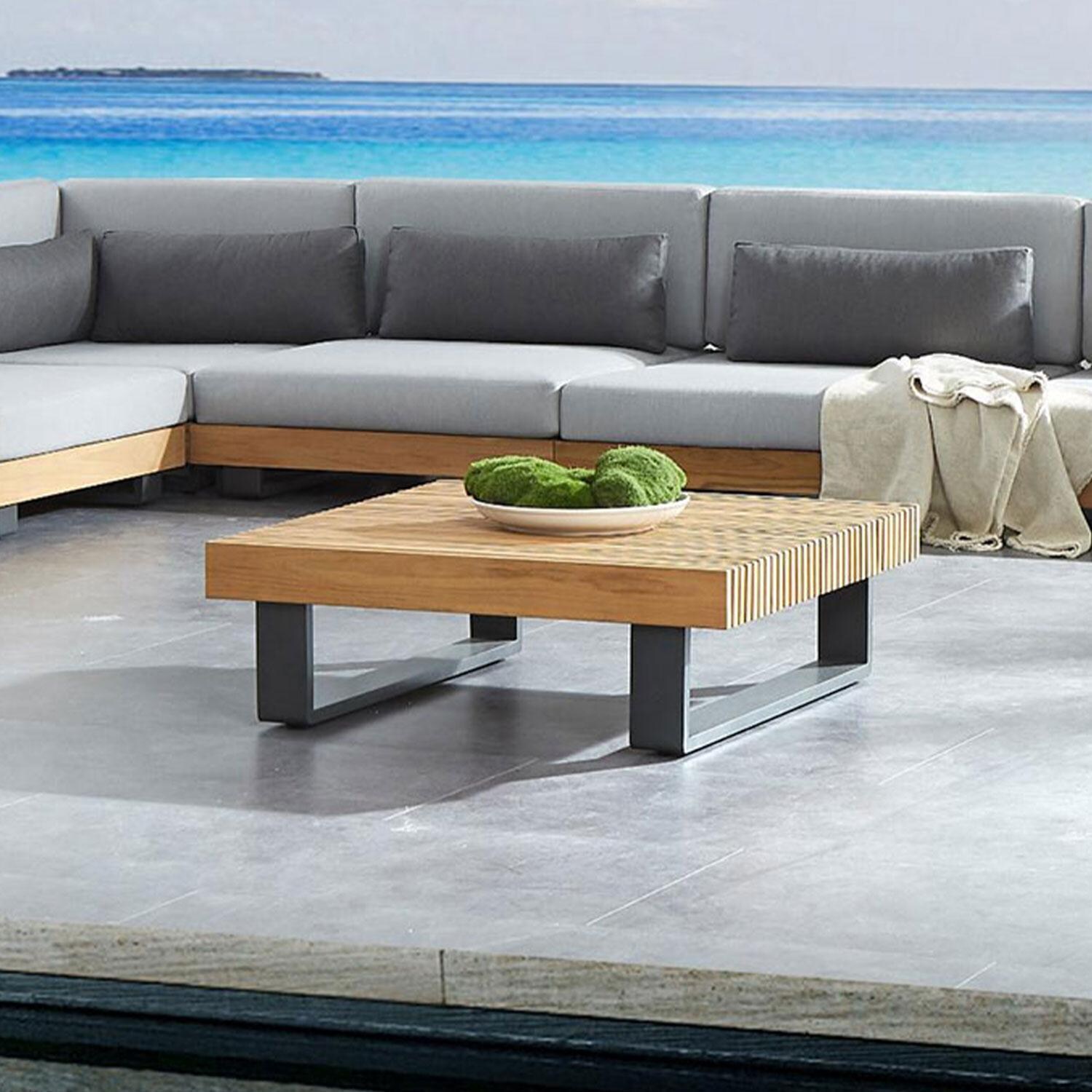 Carrbrook 39 Inch Aluminum Coffee Table by Lakeview Outdoor Designs - By The Pool - Lifestyle thumbnail