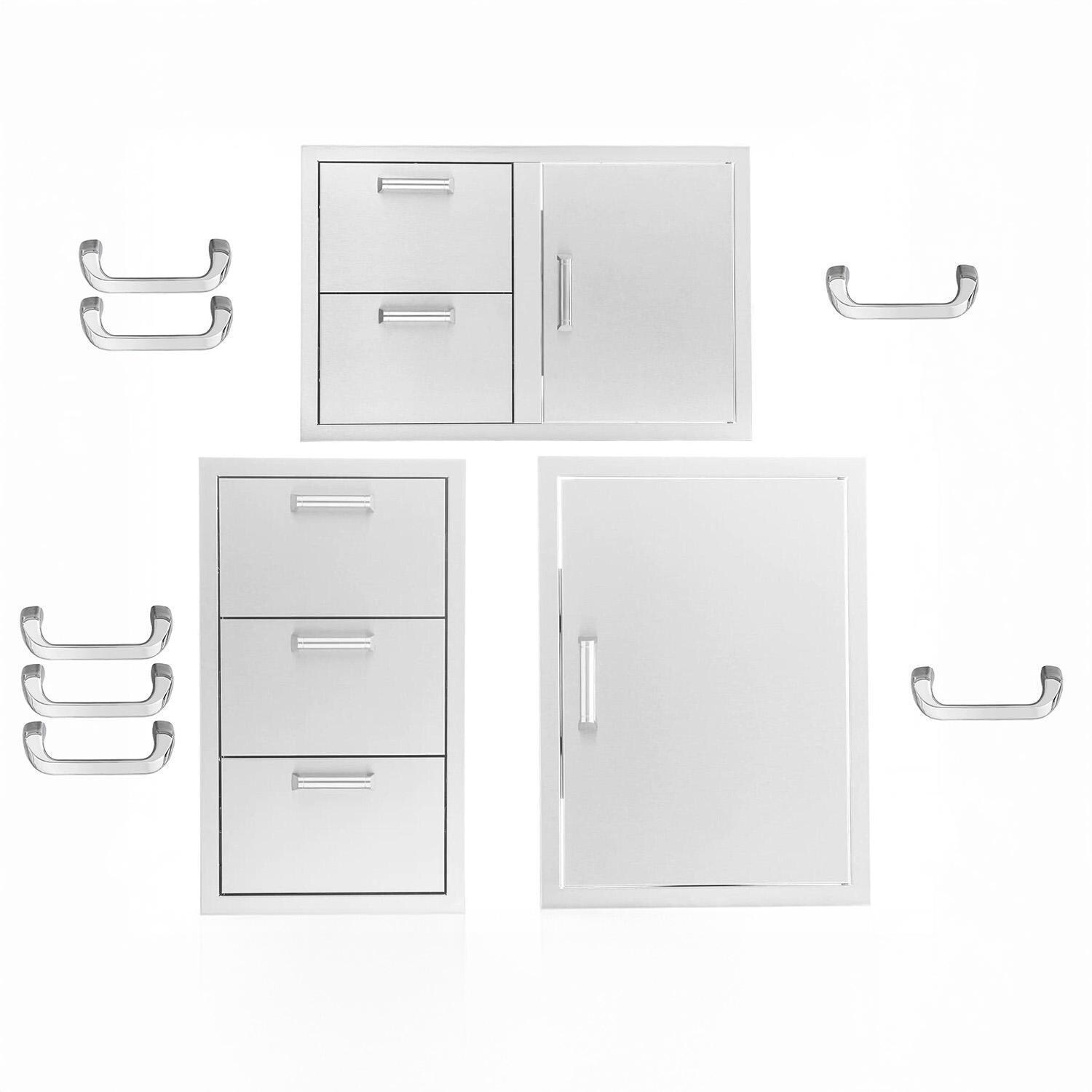 BBQGuys Signature 3 Pc 32-in Contempo/Traditional Door & Drawer Combo Outdoor Kitchen Storage Package - Contempo - White Background thumbnail